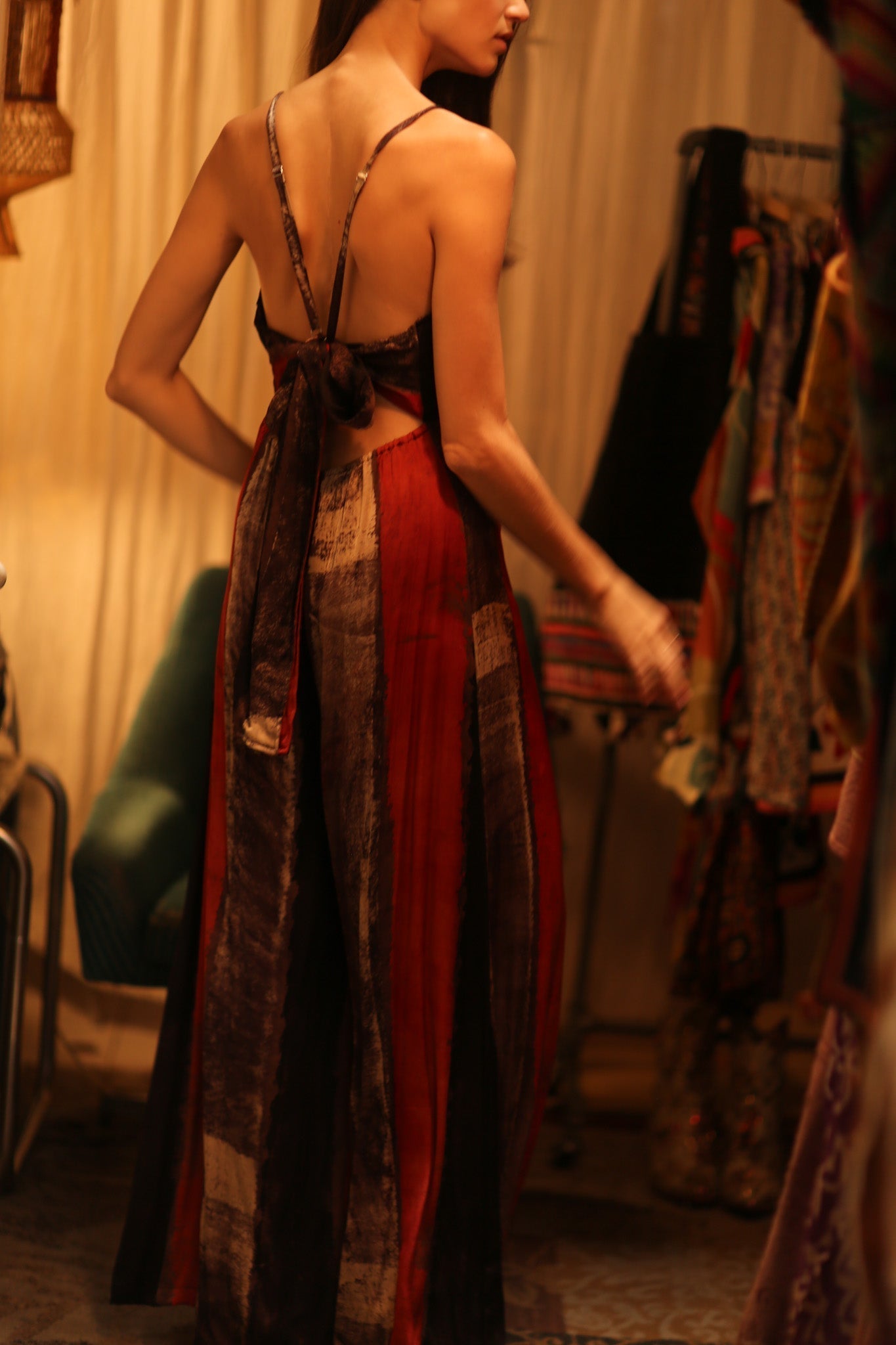 SILK JUMPSUIT NEIS RED BROWN STRIPE - MOMO STUDIO BERLIN - Berlin Concept Store - sustainable & ethical fashion