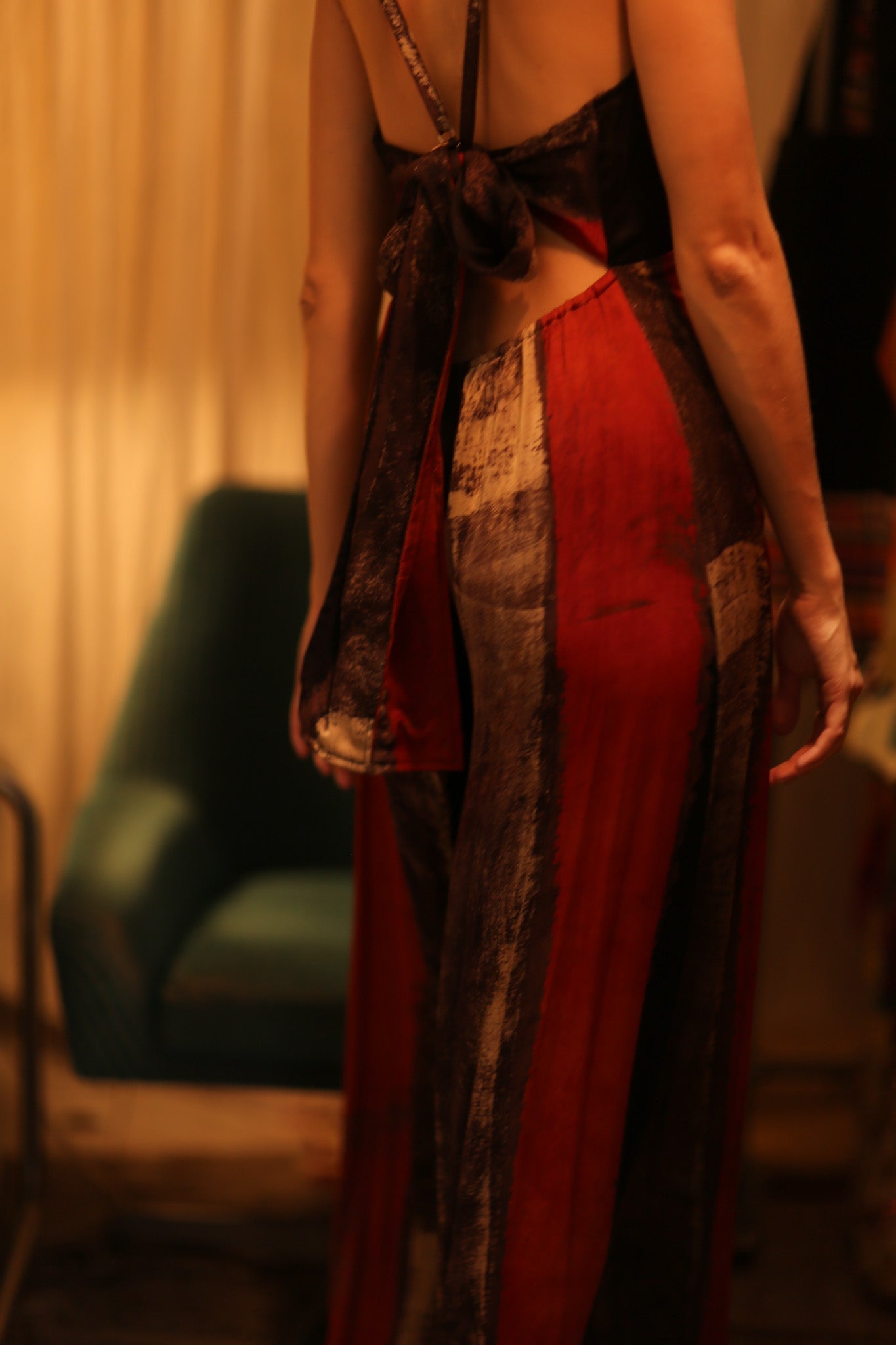 SILK JUMPSUIT NEIS RED BROWN STRIPE - MOMO STUDIO BERLIN - Berlin Concept Store - sustainable & ethical fashion