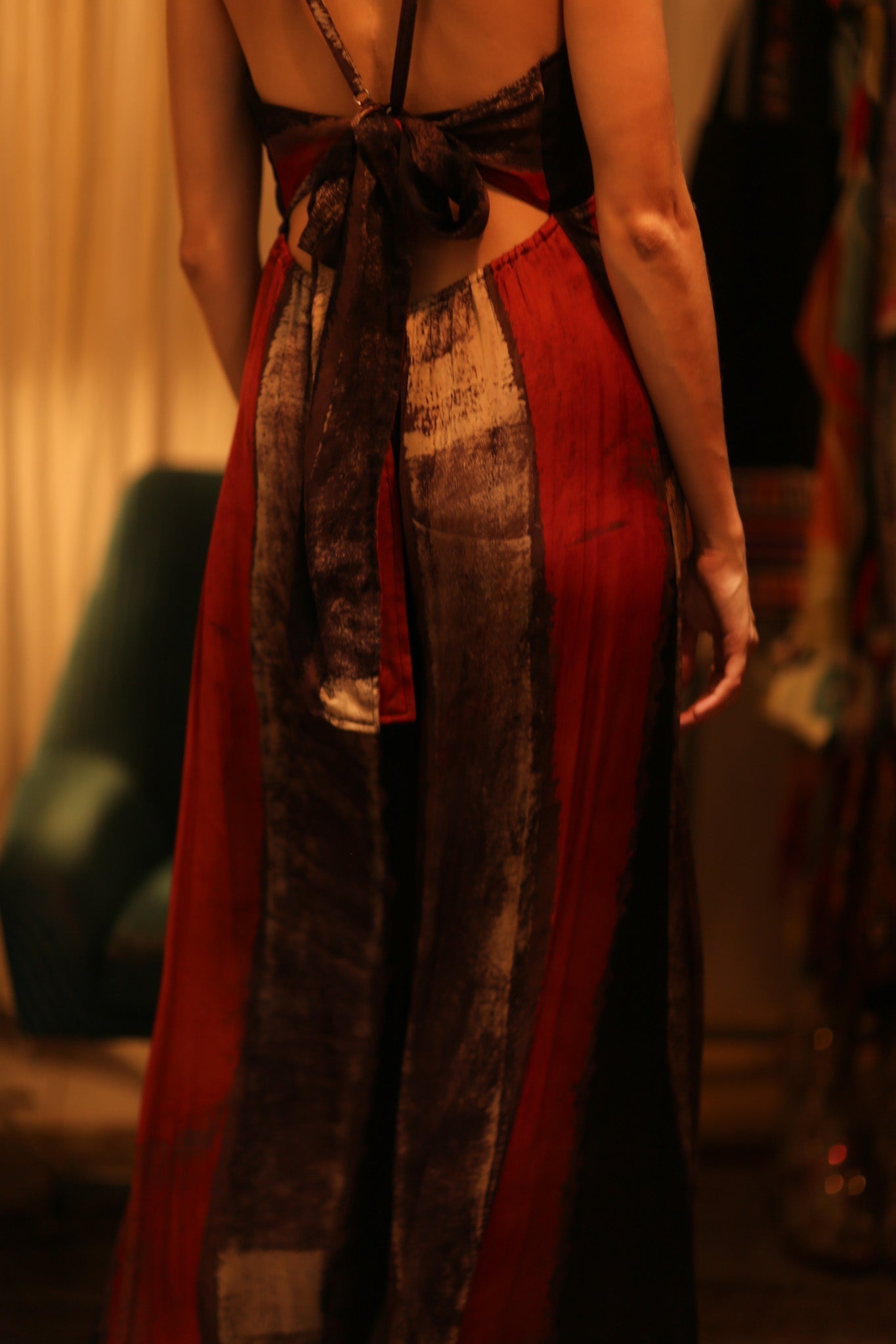 SILK JUMPSUIT NEIS RED BROWN STRIPE - MOMO STUDIO BERLIN - Berlin Concept Store - sustainable & ethical fashion