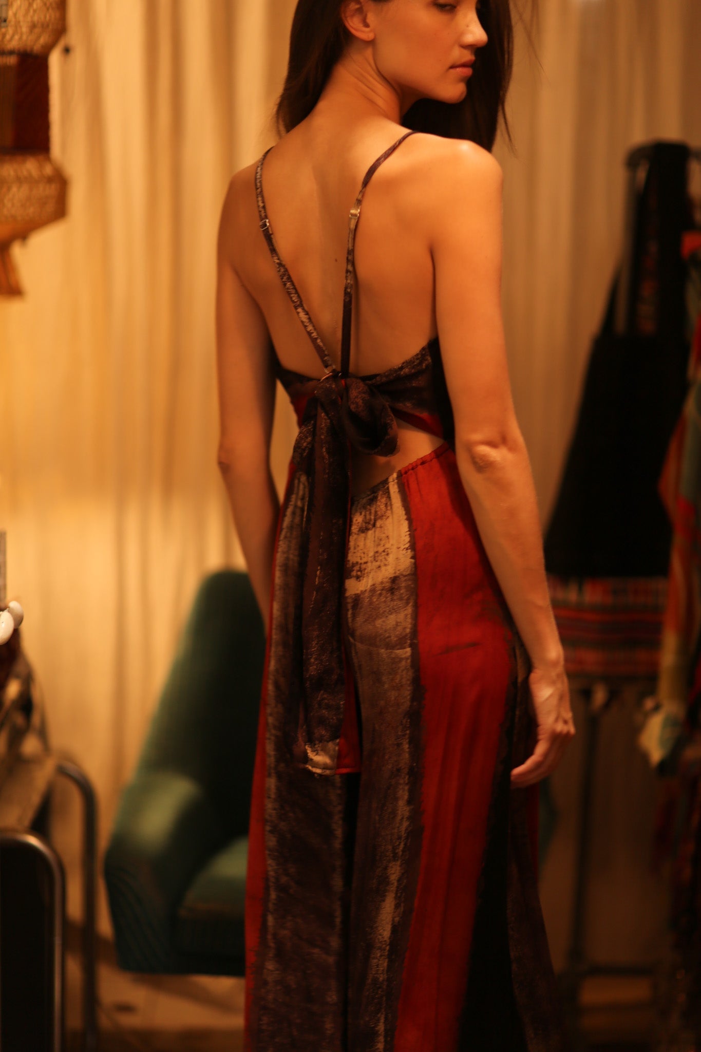 SILK JUMPSUIT NEIS RED BROWN STRIPE - MOMO STUDIO BERLIN - Berlin Concept Store - sustainable & ethical fashion