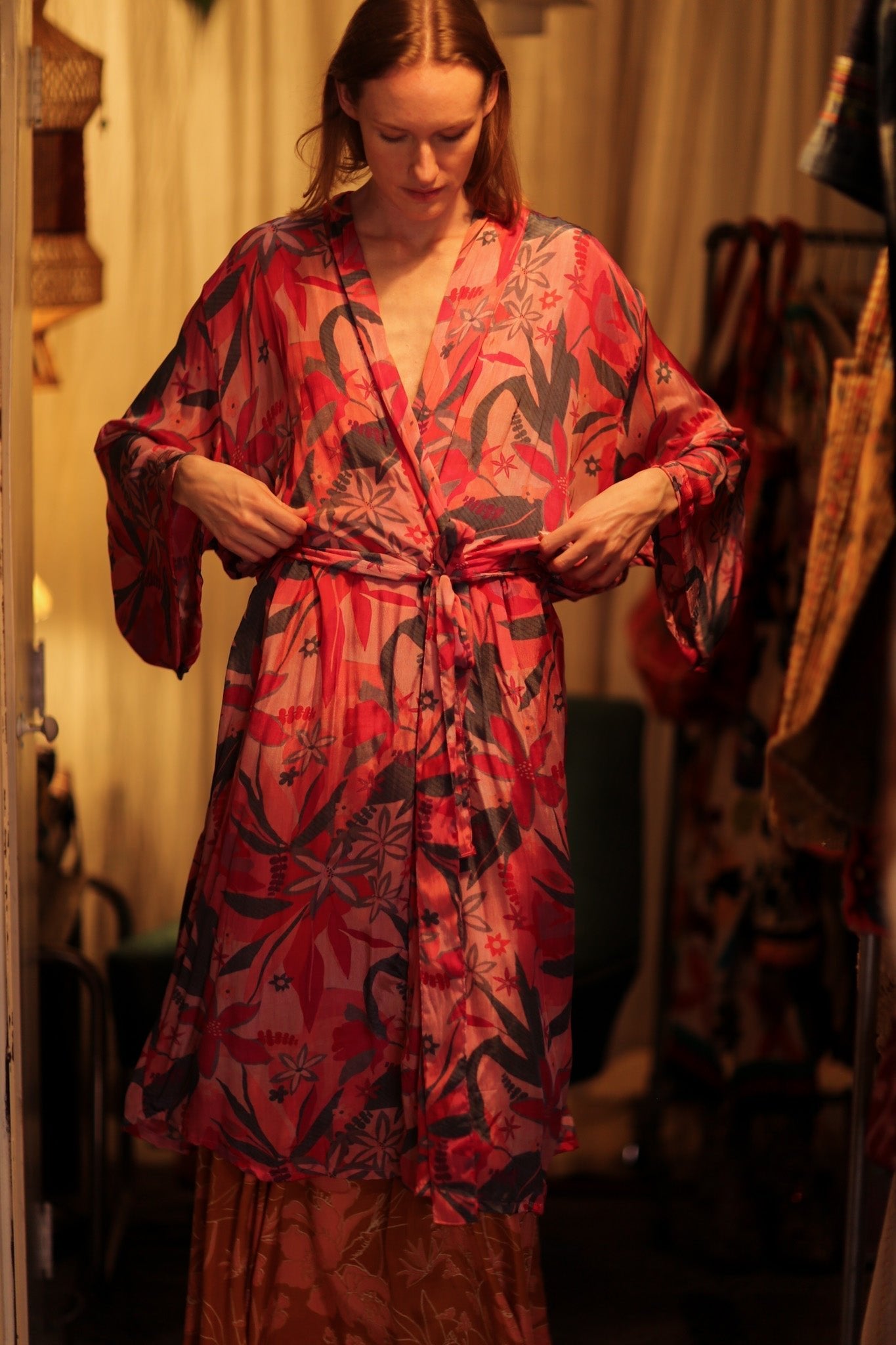 SILK KIMONO PINK JUNGLE - MOMO STUDIO BERLIN - Berlin Concept Store - sustainable & ethical fashion