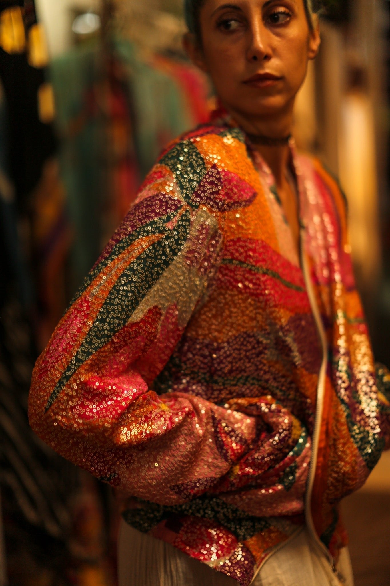 SILK SEQUIN EMBROIDERED BOMBER JACKET BANOU - MOMO STUDIO BERLIN - Berlin Concept Store - sustainable & ethical fashion