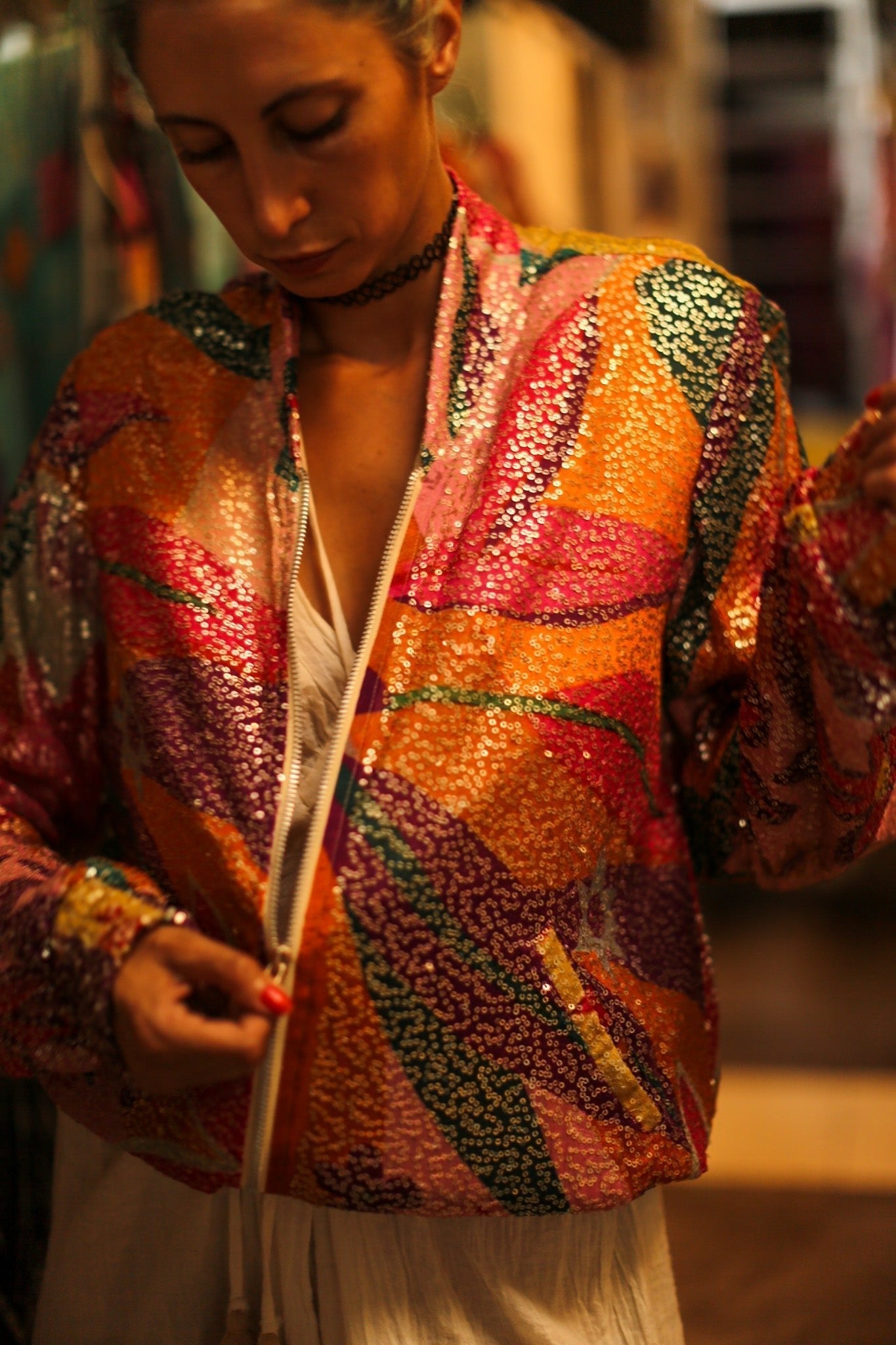 SILK SEQUIN EMBROIDERED BOMBER JACKET BANOU - MOMO STUDIO BERLIN - Berlin Concept Store - sustainable & ethical fashion