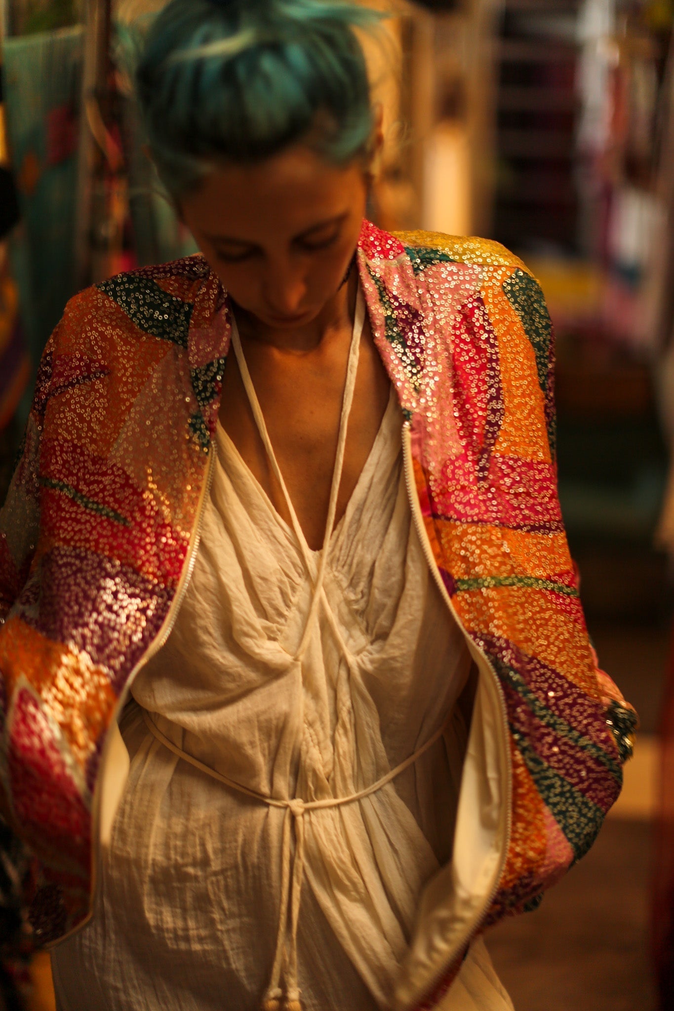 SILK SEQUIN EMBROIDERED BOMBER JACKET BANOU - MOMO STUDIO BERLIN - Berlin Concept Store - sustainable & ethical fashion