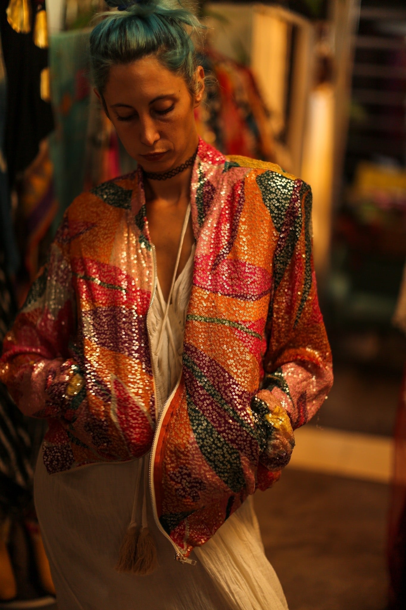 SILK SEQUIN EMBROIDERED BOMBER JACKET BANOU - MOMO STUDIO BERLIN - Berlin Concept Store - sustainable & ethical fashion