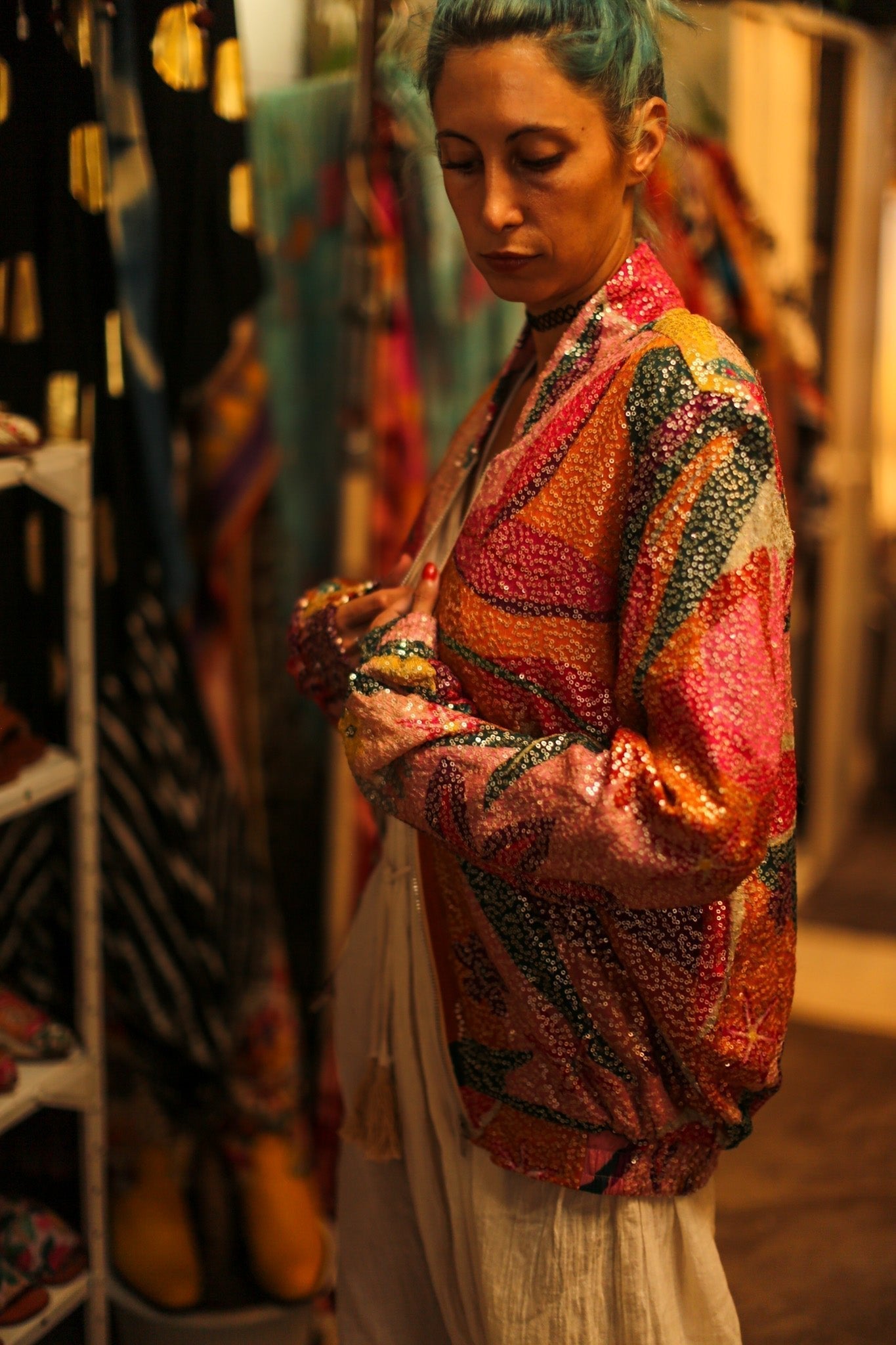 SILK SEQUIN EMBROIDERED BOMBER JACKET BANOU - MOMO STUDIO BERLIN - Berlin Concept Store - sustainable & ethical fashion
