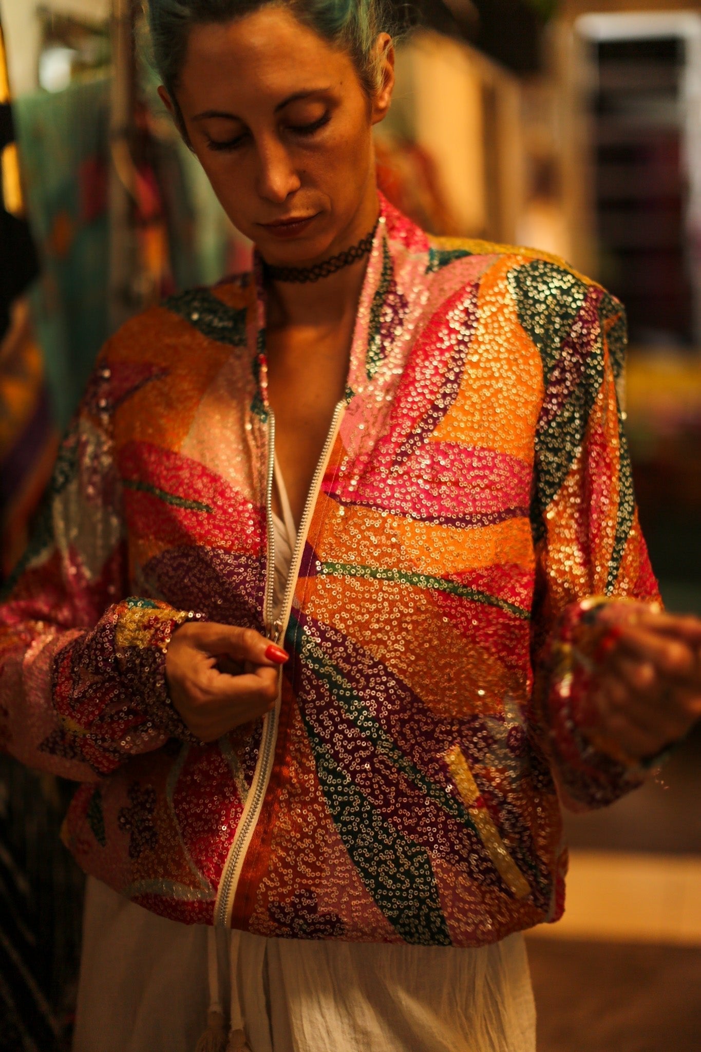 SILK SEQUIN EMBROIDERED BOMBER JACKET BANOU - MOMO STUDIO BERLIN - Berlin Concept Store - sustainable & ethical fashion