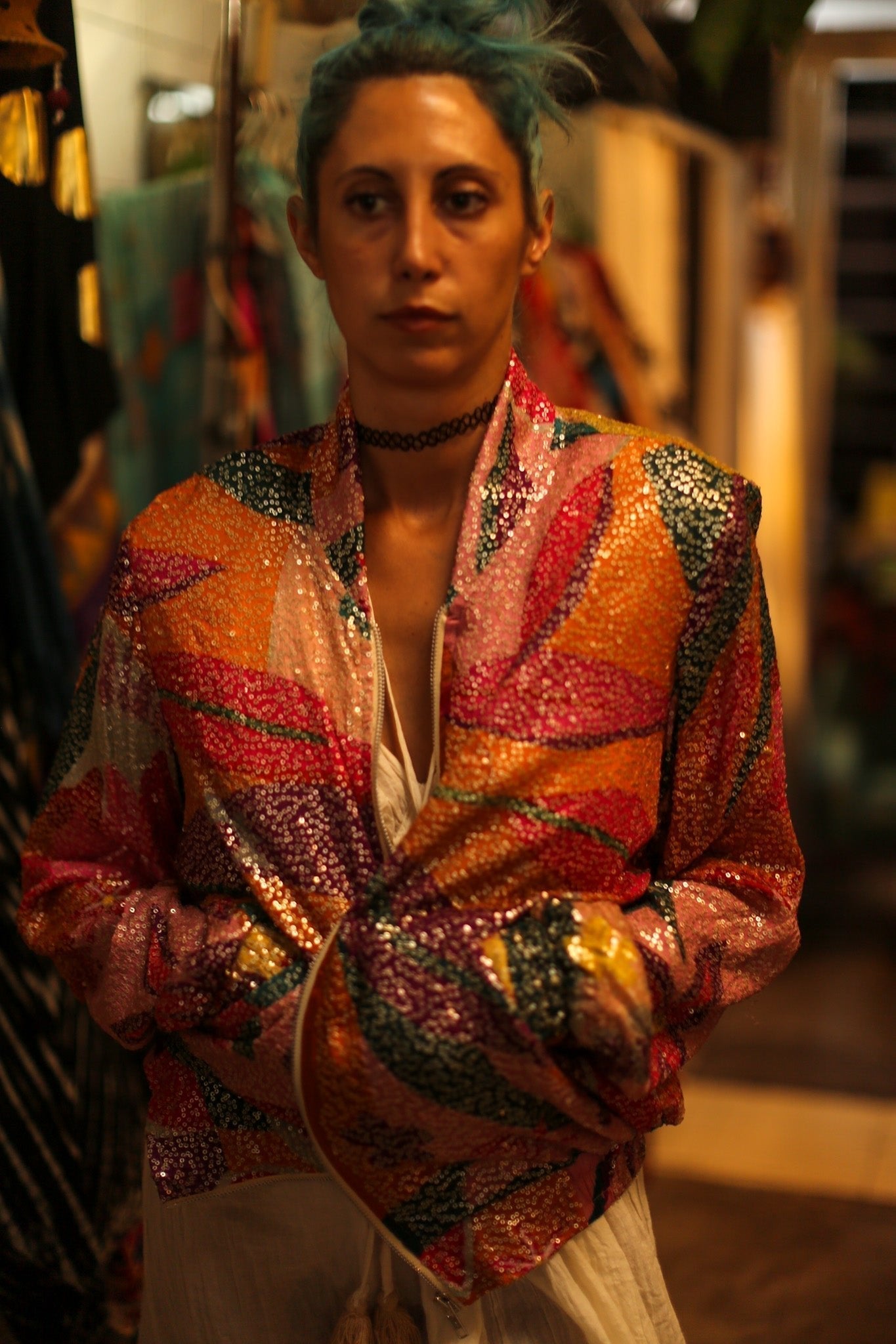 SILK SEQUIN EMBROIDERED BOMBER JACKET BANOU - MOMO STUDIO BERLIN - Berlin Concept Store - sustainable & ethical fashion