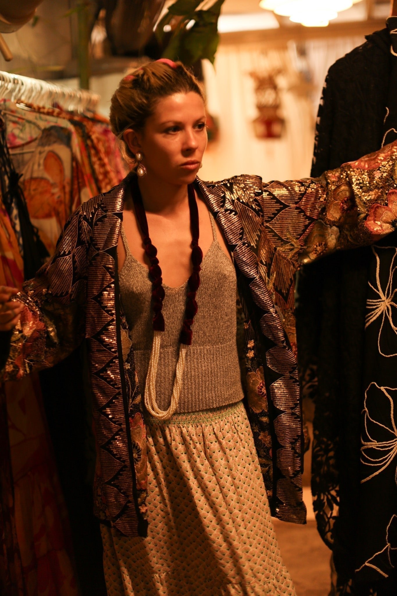 SILK SEQUIN EMBROIDERED KIMONO CECILIA - MOMO STUDIO BERLIN - Berlin Concept Store - sustainable & ethical fashion