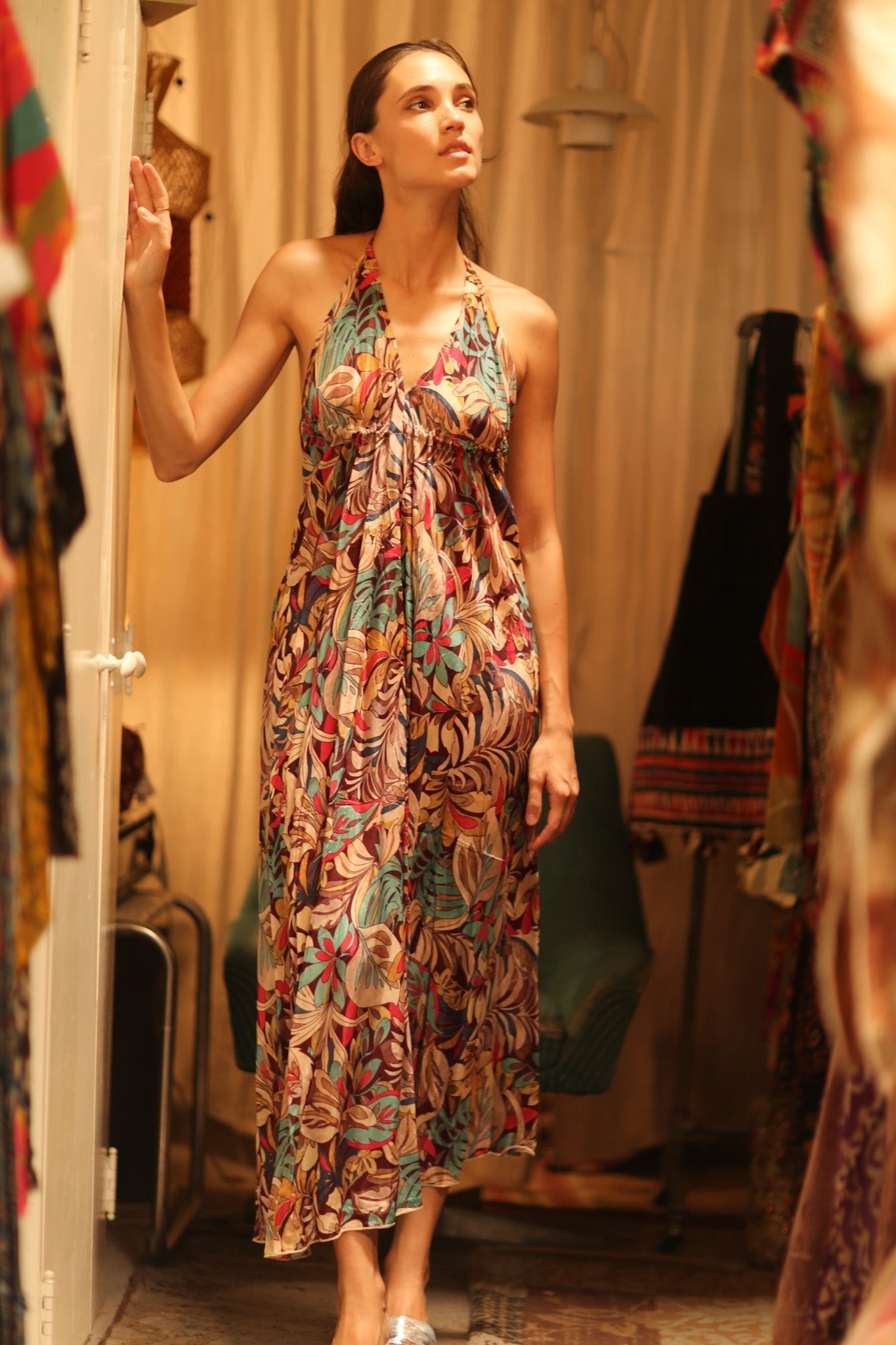 SILK STRAP DRESS HANNAH BROWN JUNGLE FEVER - MOMO STUDIO BERLIN - Berlin Concept Store - sustainable & ethical fashion