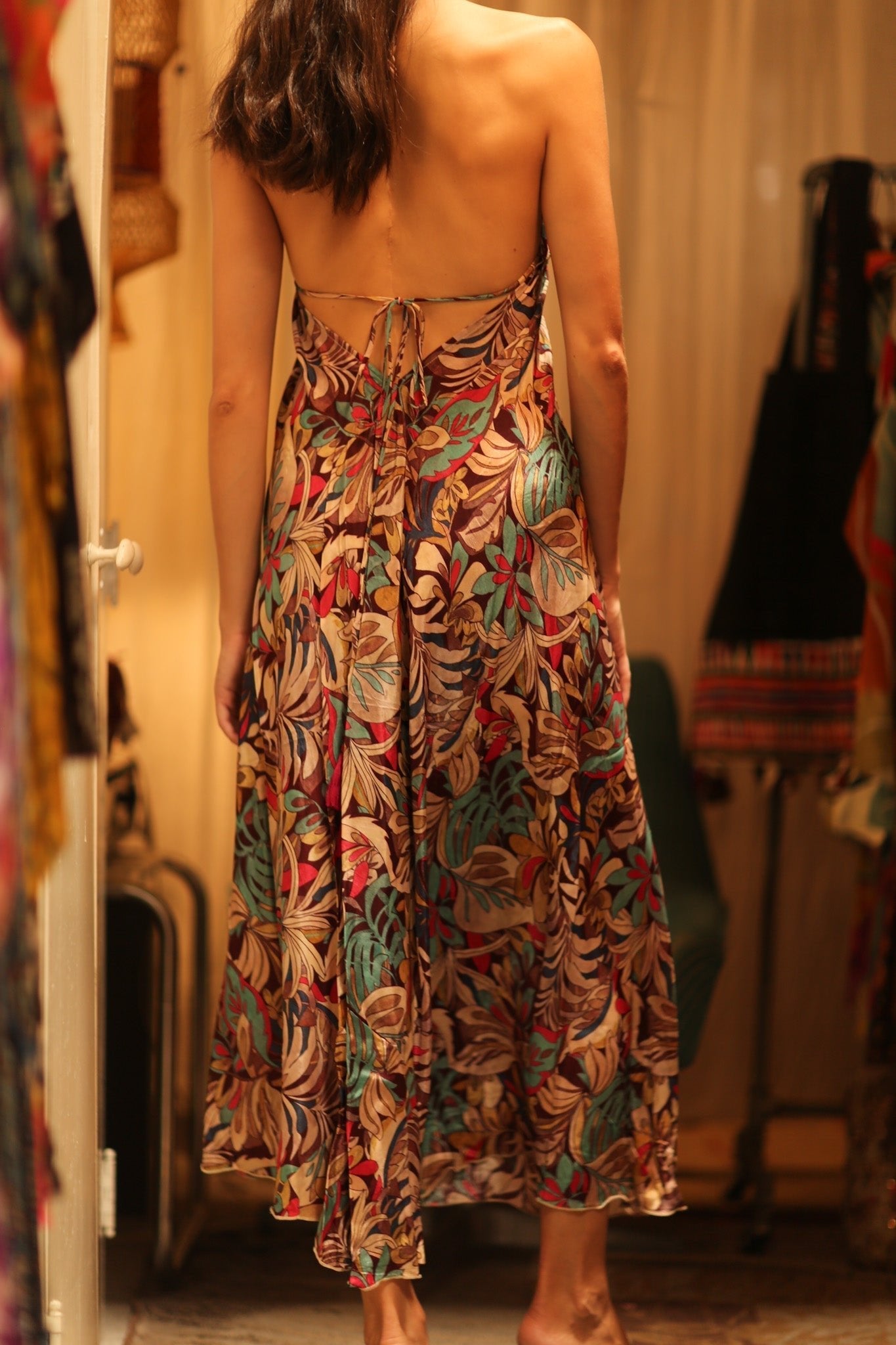 SILK STRAP DRESS HANNAH BROWN JUNGLE FEVER - MOMO STUDIO BERLIN - Berlin Concept Store - sustainable & ethical fashion