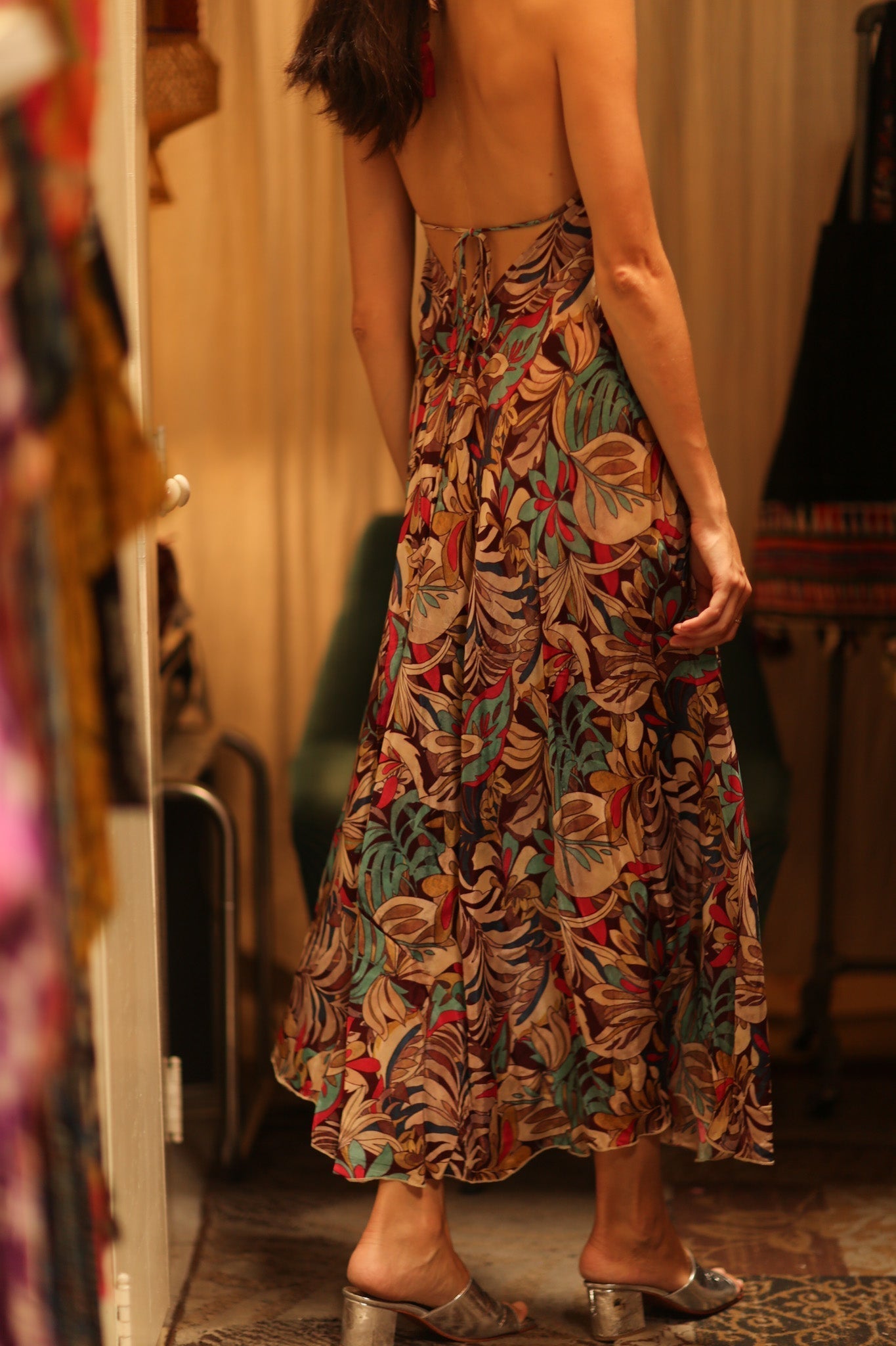 SILK STRAP DRESS HANNAH BROWN JUNGLE FEVER - MOMO STUDIO BERLIN - Berlin Concept Store - sustainable & ethical fashion