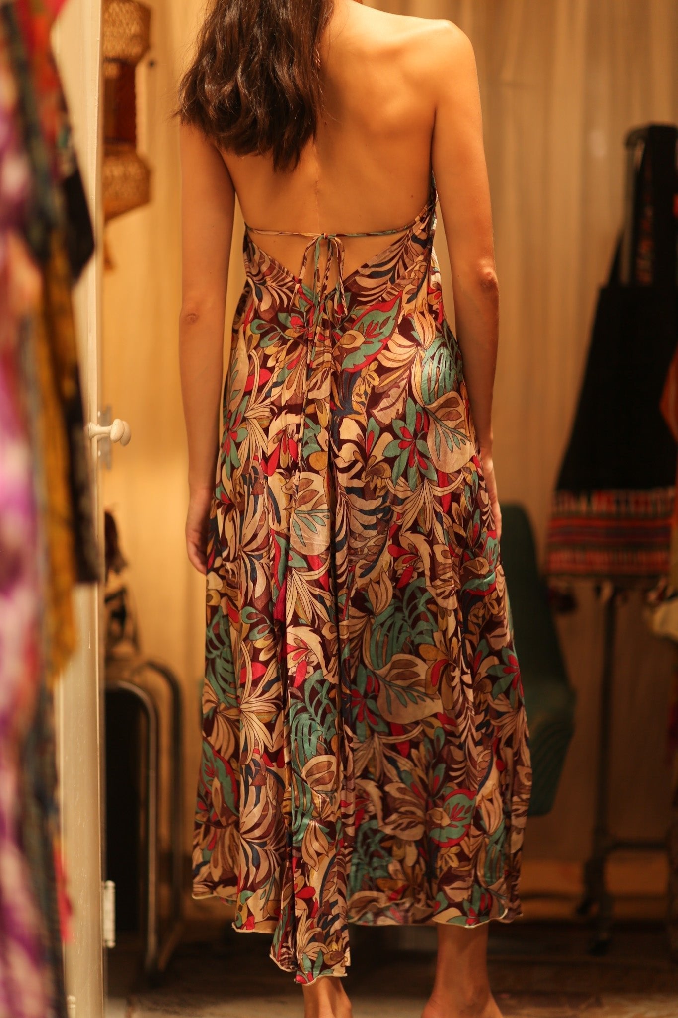 SILK STRAP DRESS HANNAH BROWN JUNGLE FEVER - MOMO STUDIO BERLIN - Berlin Concept Store - sustainable & ethical fashion