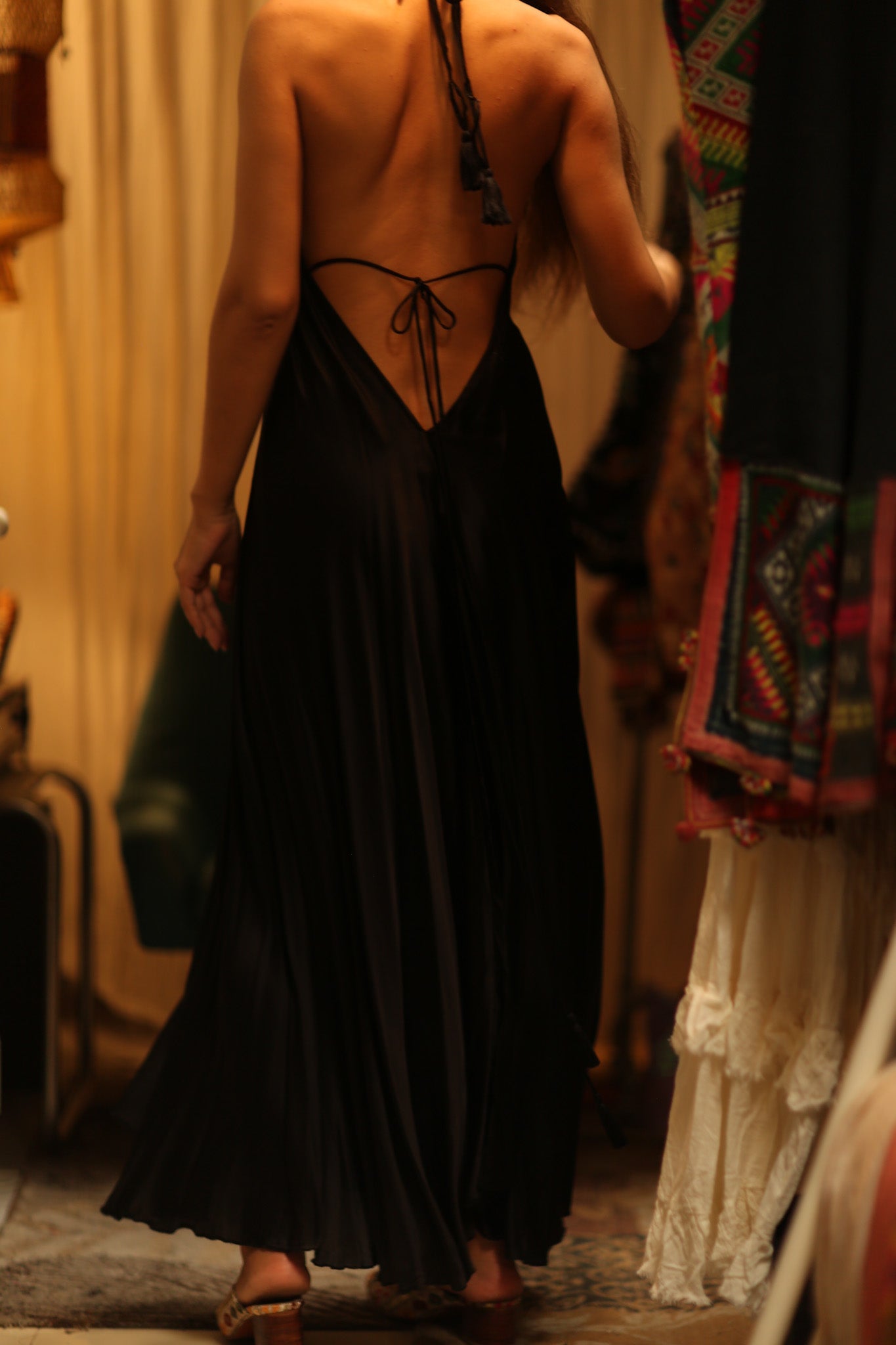 SILK STRAP DRESS HANNAH SOLID BLACK - MOMO STUDIO BERLIN - Berlin Concept Store - sustainable & ethical fashion