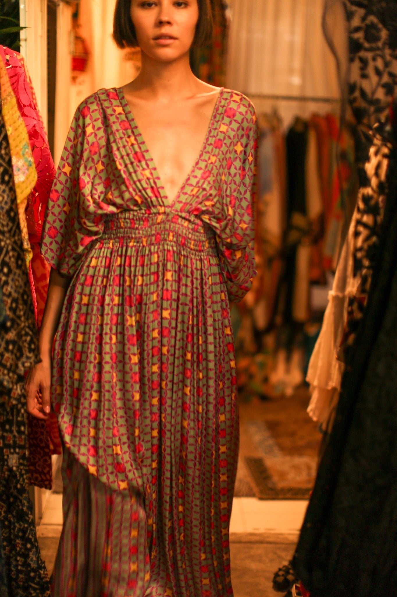 SILK V NECK DRESS PINA - MOMO STUDIO BERLIN - Berlin Concept Store - sustainable & ethical fashion