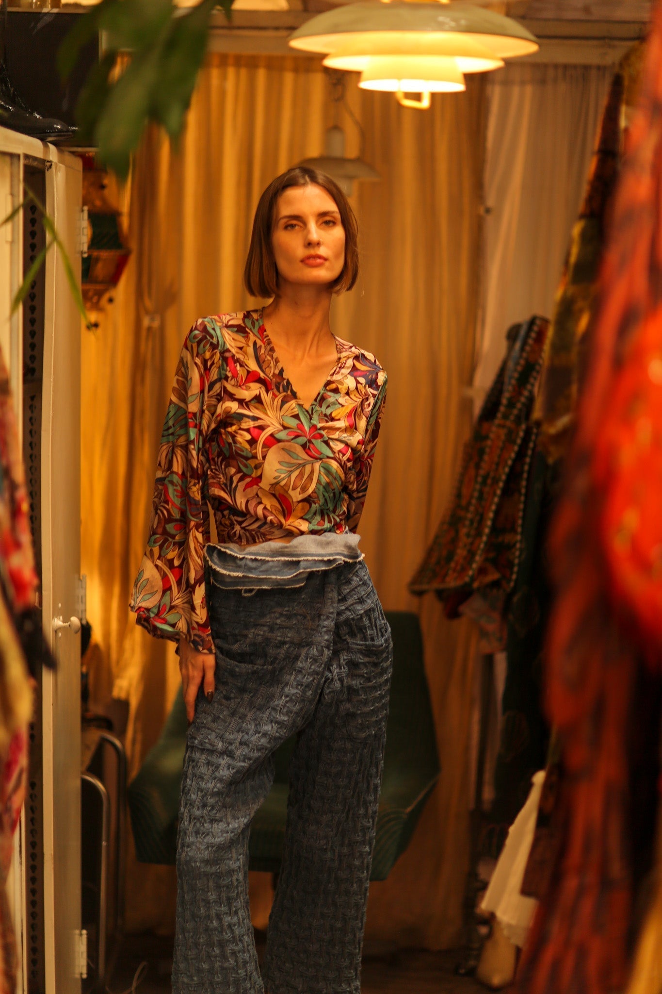 SILK WRAP TOP AURELIA BROWN JUNGLE - MOMO STUDIO BERLIN - Berlin Concept Store - sustainable & ethical fashion