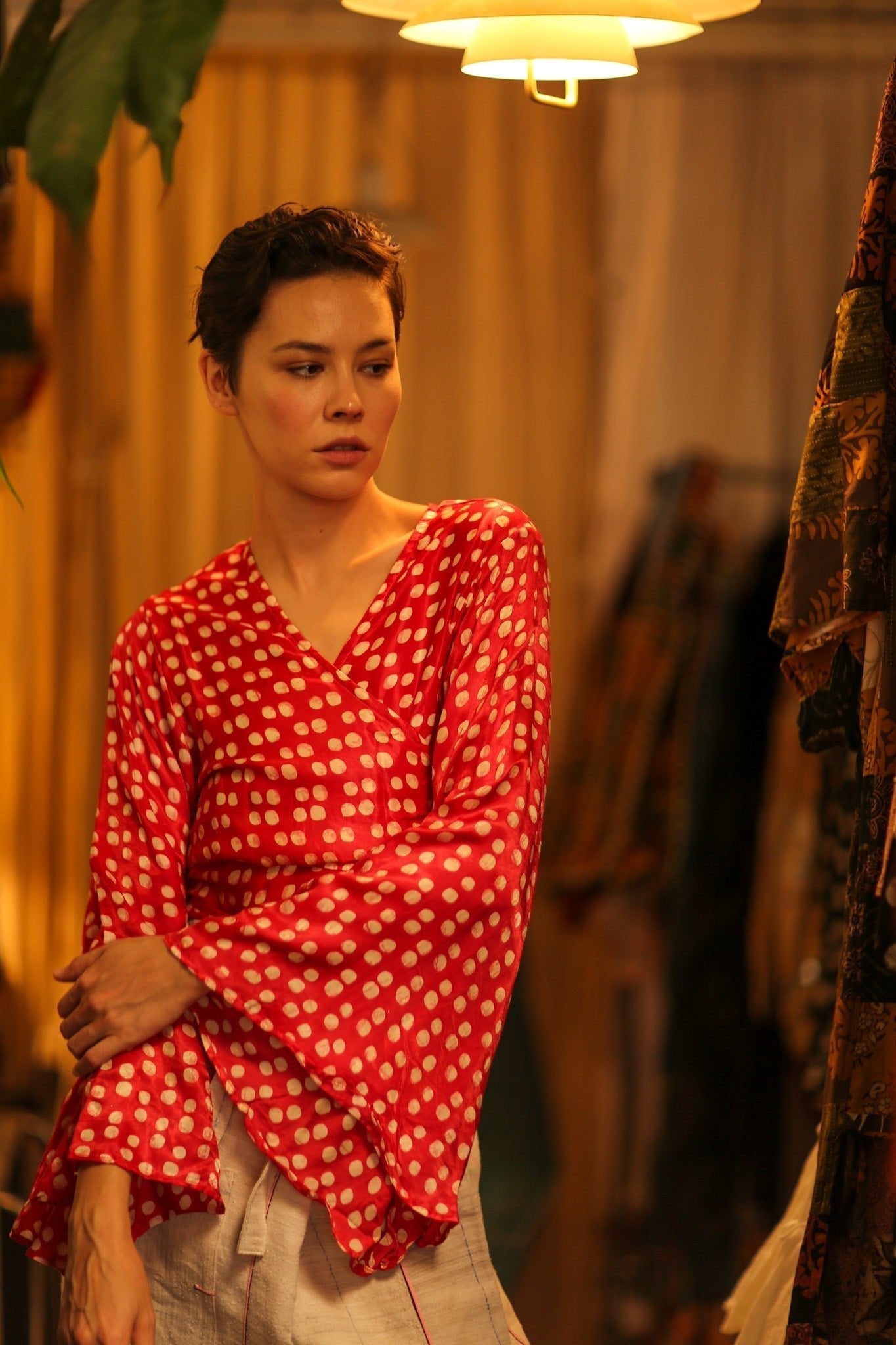 SILK WRAP TOP AURELIA RED DOT - MOMO STUDIO BERLIN - Berlin Concept Store - sustainable & ethical fashion