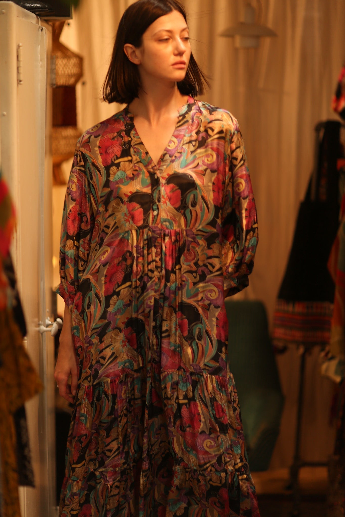SUSIE SILK DRESS BLACK JUNGLE FEVER - MOMO STUDIO BERLIN - Berlin Concept Store - sustainable & ethical fashion