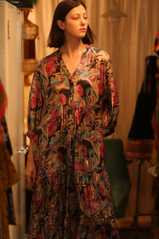SUSIE SILK DRESS BLACK JUNGLE FEVER - MOMO STUDIO BERLIN - Berlin Concept Store - sustainable & ethical fashion