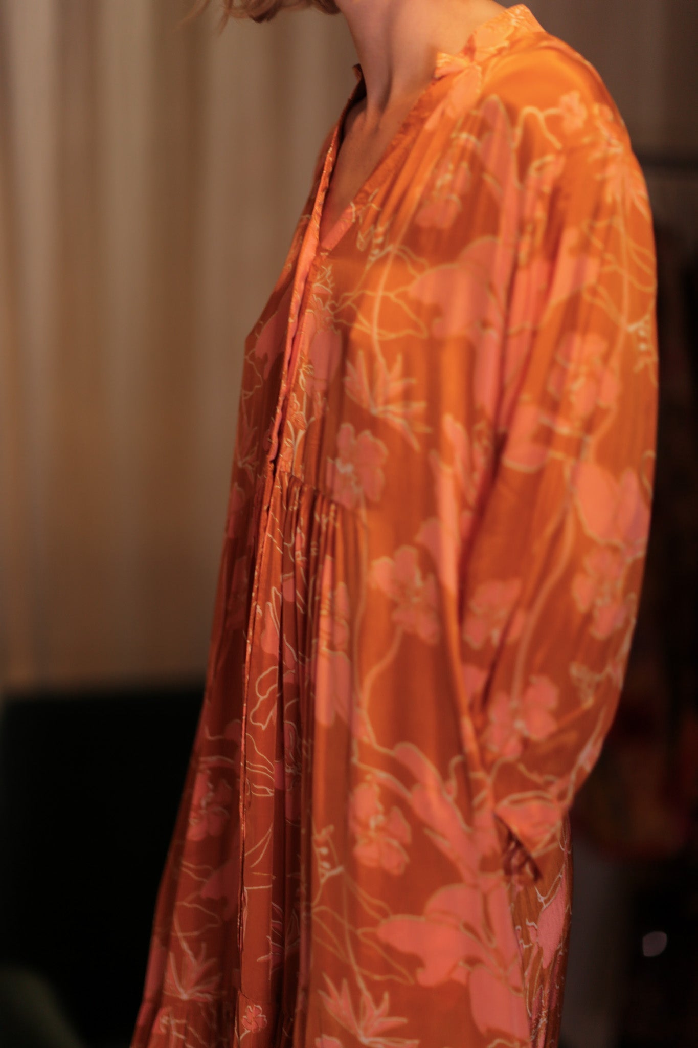 SUSIE SILK DRESS ORANGE FLOWER - MOMO STUDIO BERLIN - Berlin Concept Store - sustainable & ethical fashion