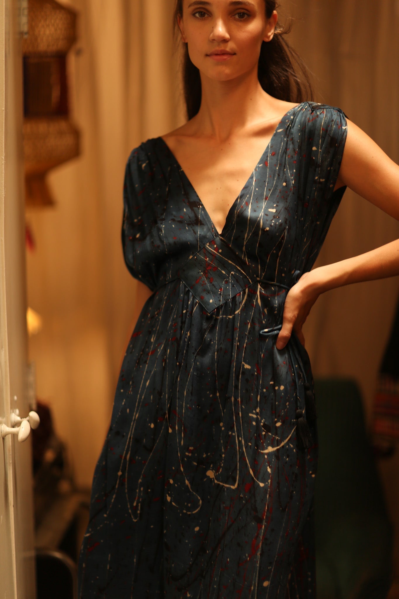 VICTORIA SILK DRESS BLUE POLLOCK - MOMO STUDIO BERLIN - Berlin Concept Store - sustainable & ethical fashion