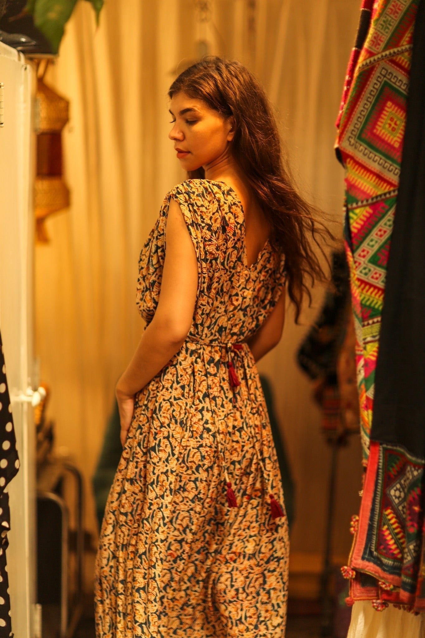 VICTORIA SILK DRESS LEAFY BLUE - MOMO STUDIO BERLIN - Berlin Concept Store - sustainable & ethical fashion