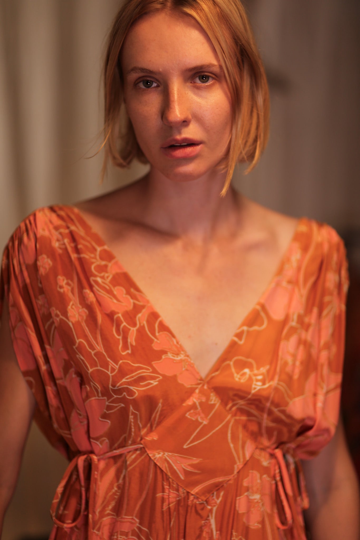 VICTORIA SILK DRESS ORANGE FLOWER - MOMO STUDIO BERLIN - Berlin Concept Store - sustainable & ethical fashion