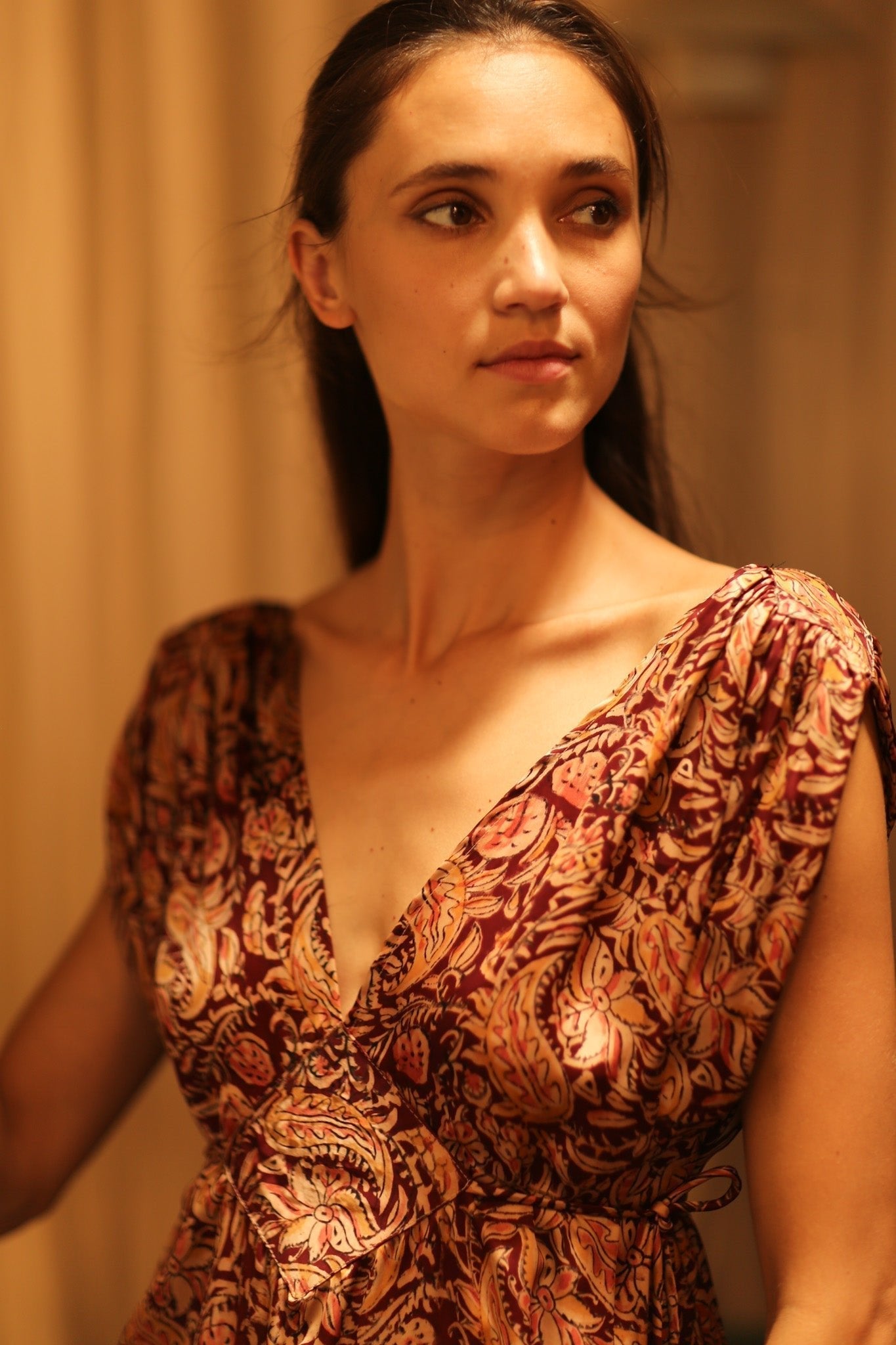 VICTORIA SILK DRESS PAISLEY BROWN - MOMO STUDIO BERLIN - Berlin Concept Store - sustainable & ethical fashion