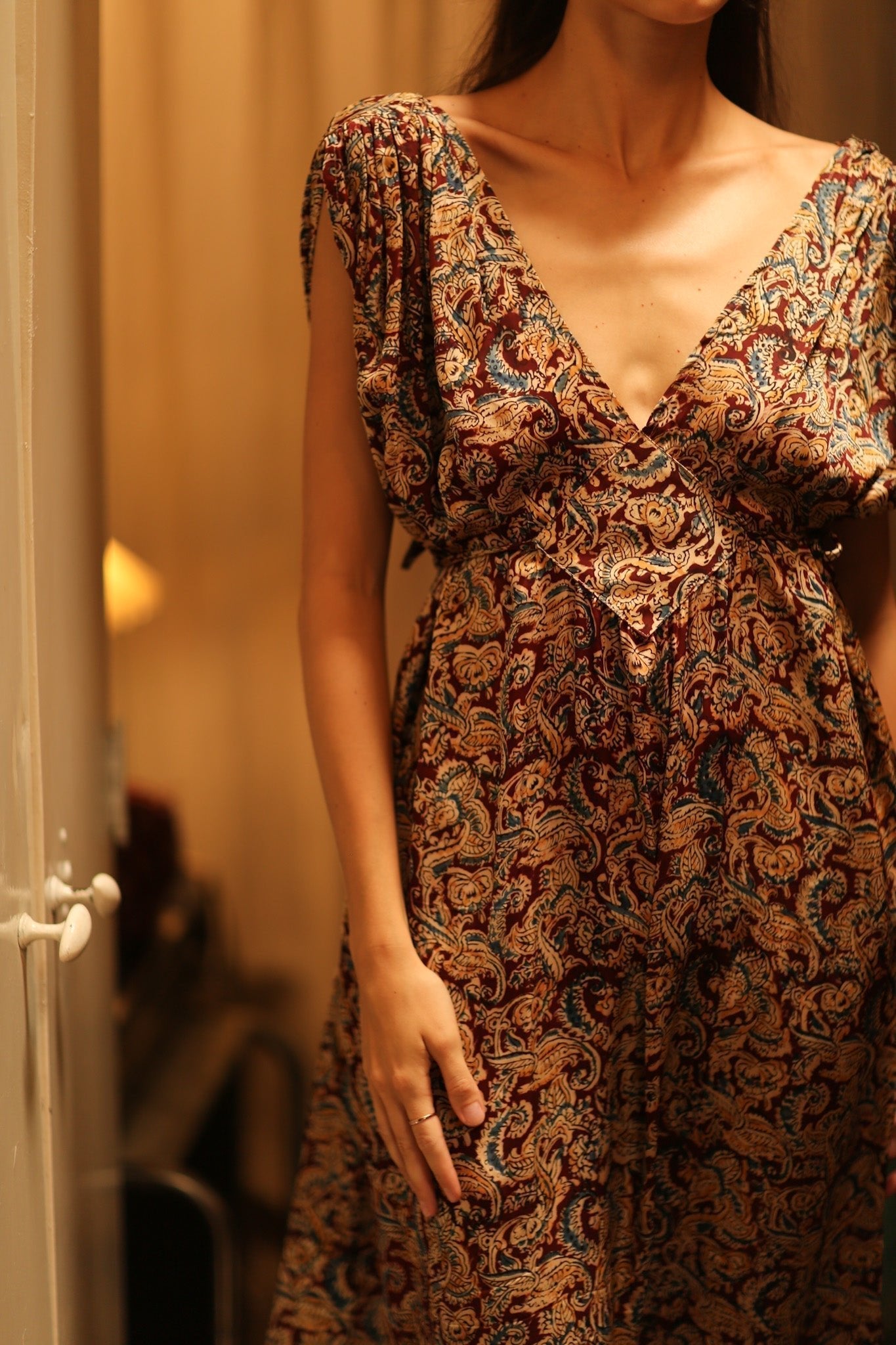 VICTORIA SILK DRESS PAISLEY BURGUNDY - MOMO STUDIO BERLIN - Berlin Concept Store - sustainable & ethical fashion