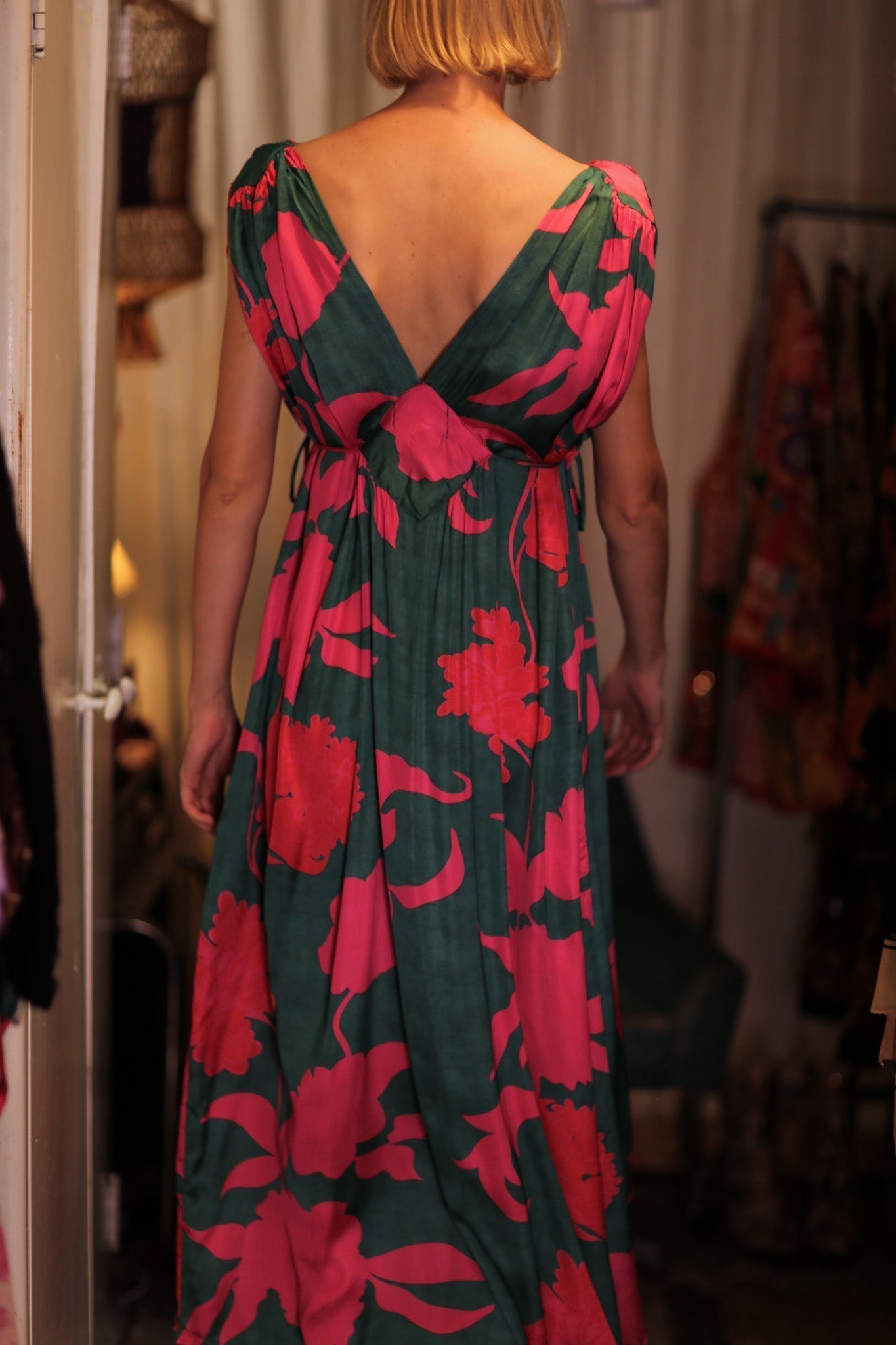 VICTORIA SILK DRESS VERMILION VINES - MOMO STUDIO BERLIN - Berlin Concept Store - sustainable & ethical fashion