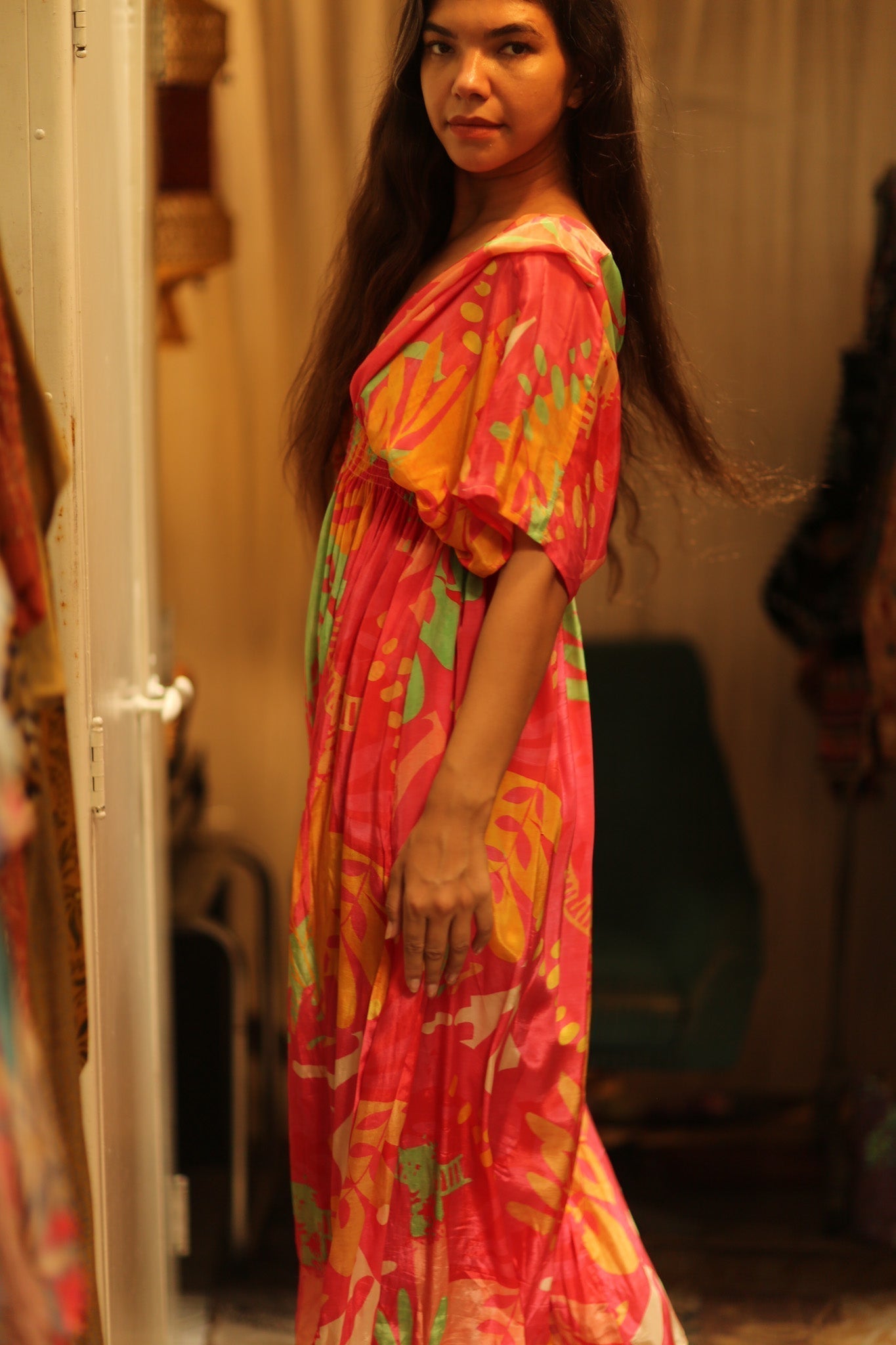 ZURI SILK DRESS PINK JUNGLE - MOMO STUDIO BERLIN - Berlin Concept Store - sustainable & ethical fashion