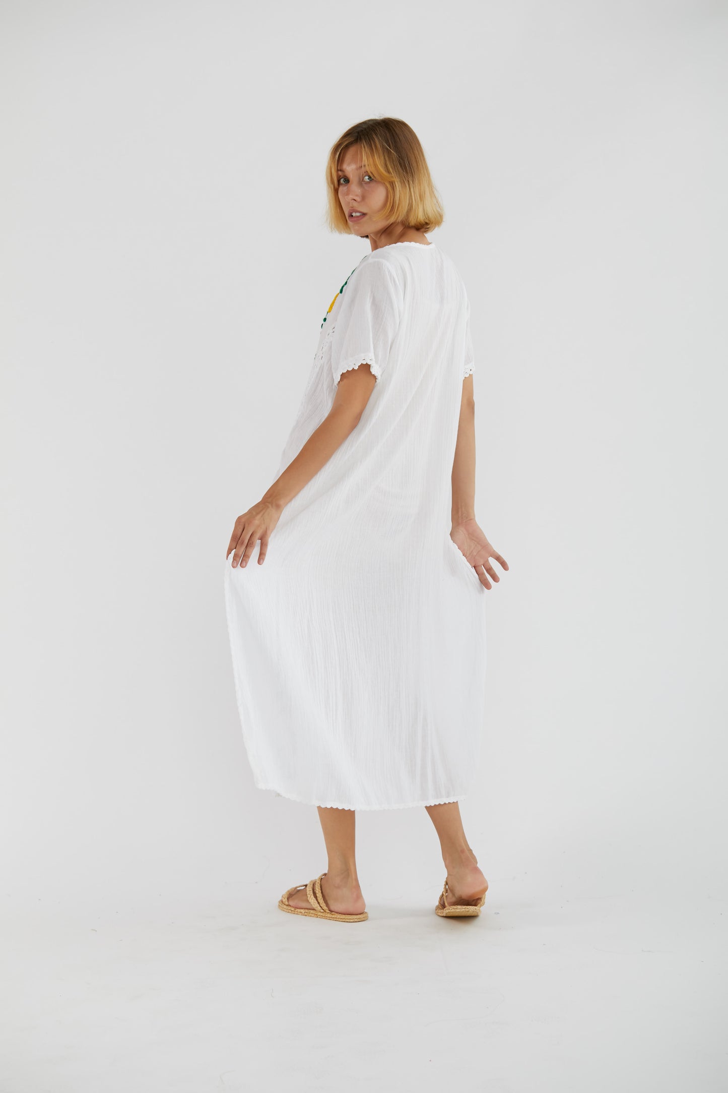 Hand Embroidered Bohemian Love Kaftan Feather Aerin