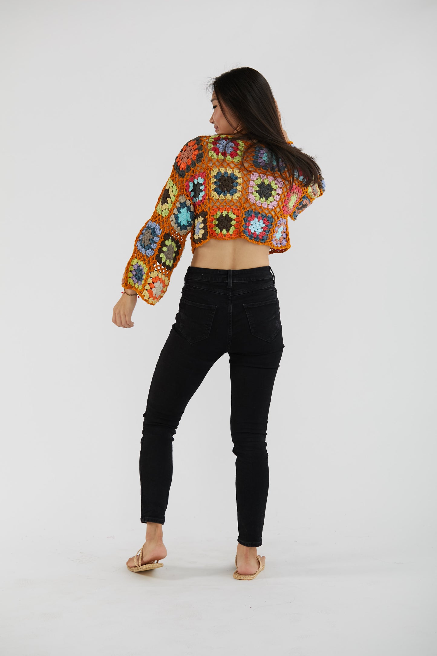 Hand Knit Crochet Top Rose