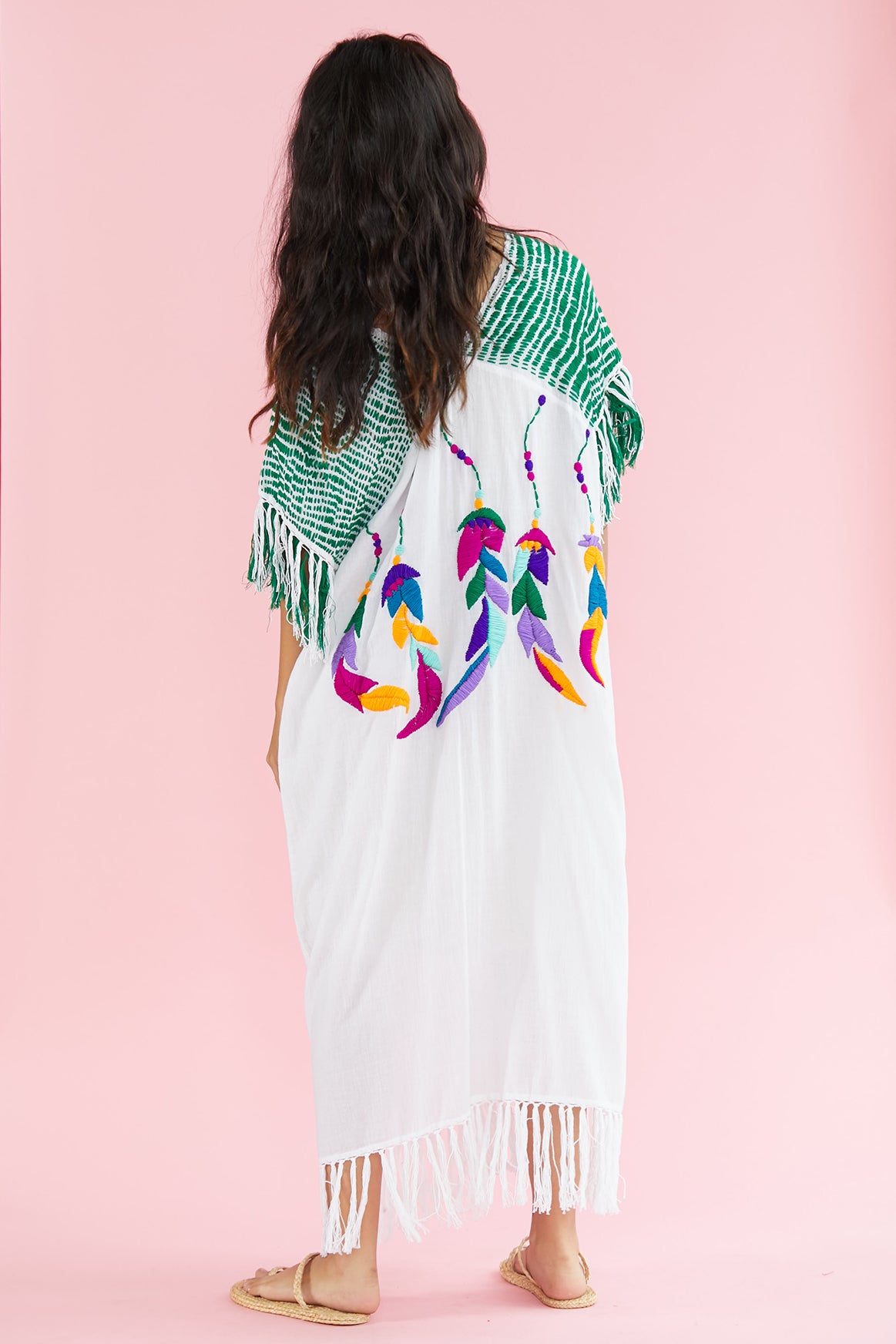 Embroidered Feather Kaftan Mulee