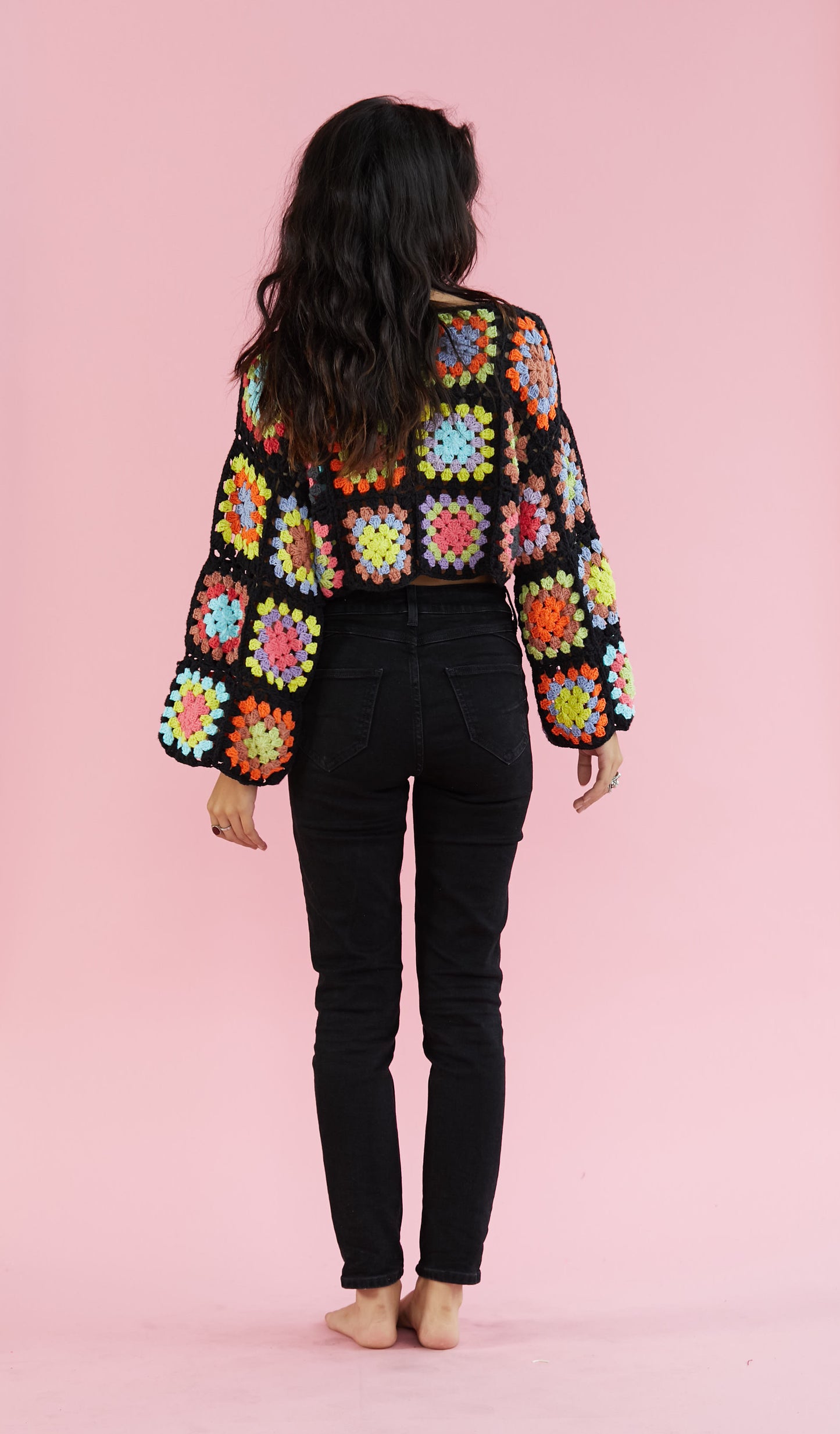 Hand Knit Crochet Top Rose