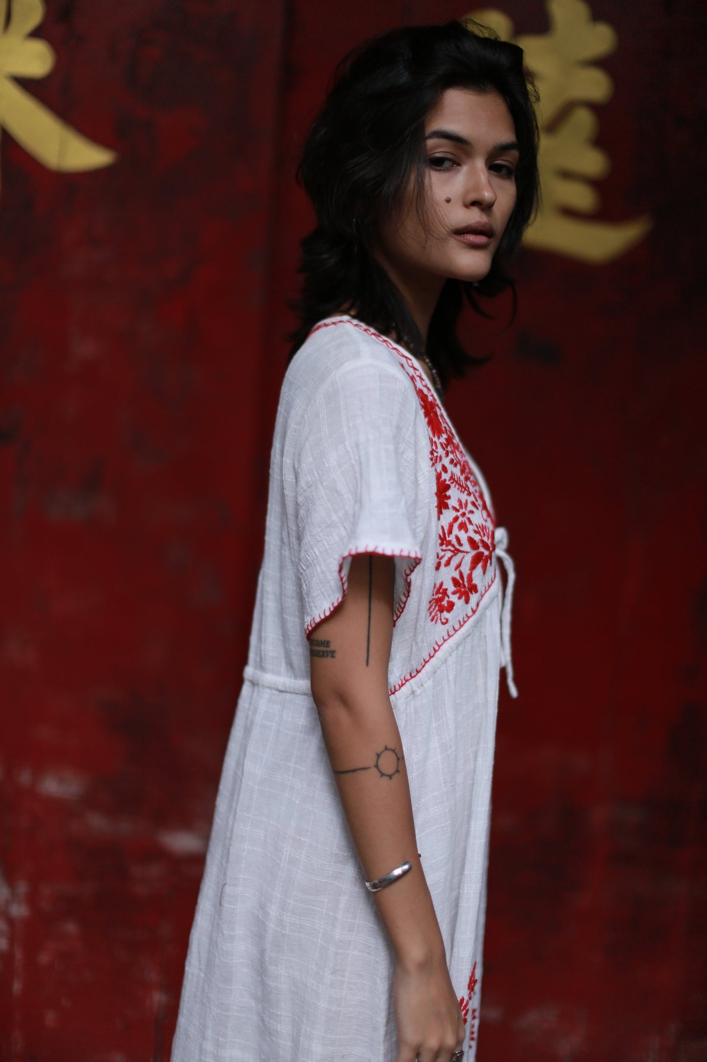 EMBROIDERED DRESS ANDINE