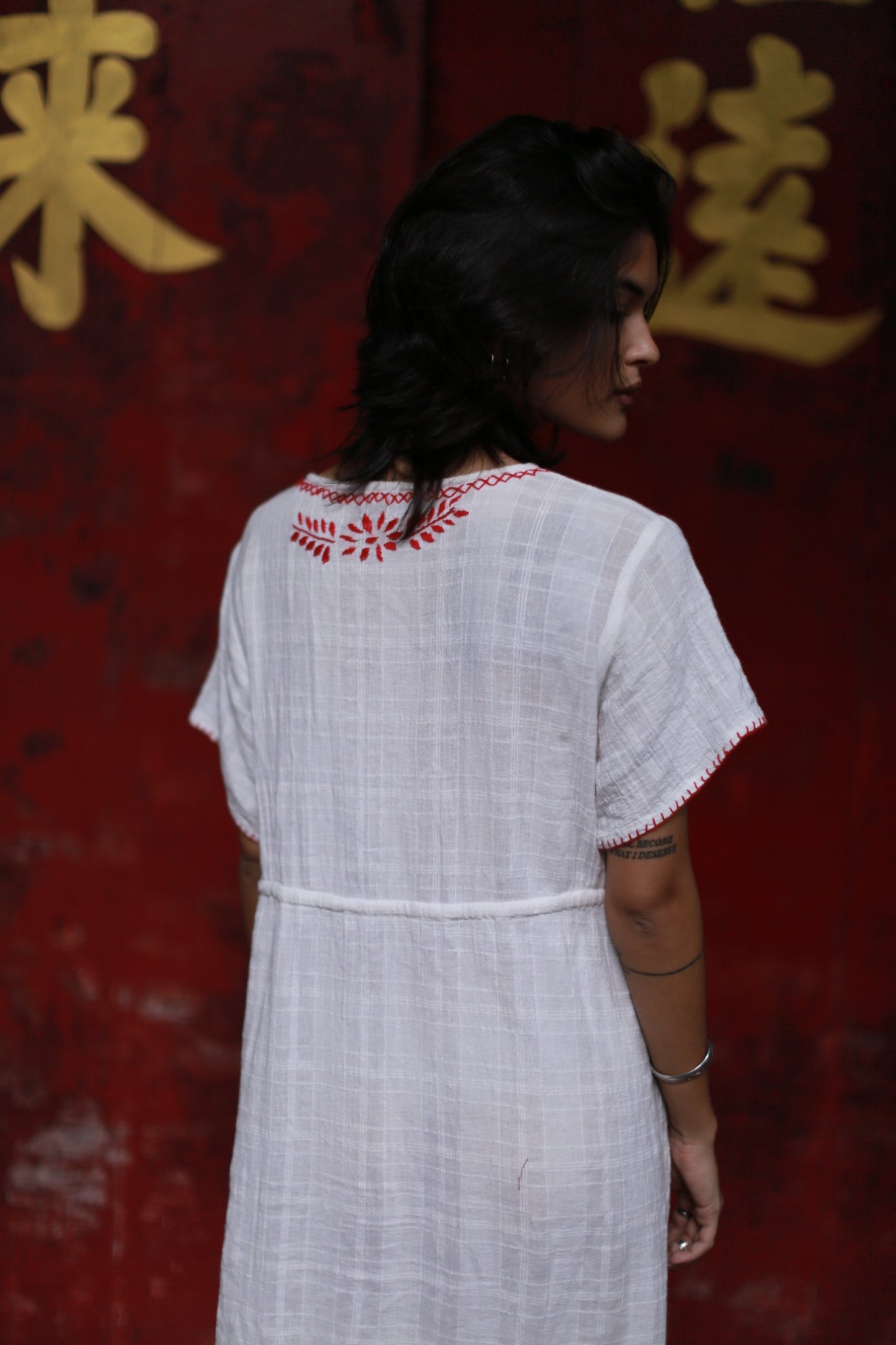 EMBROIDERED DRESS ANDINE
