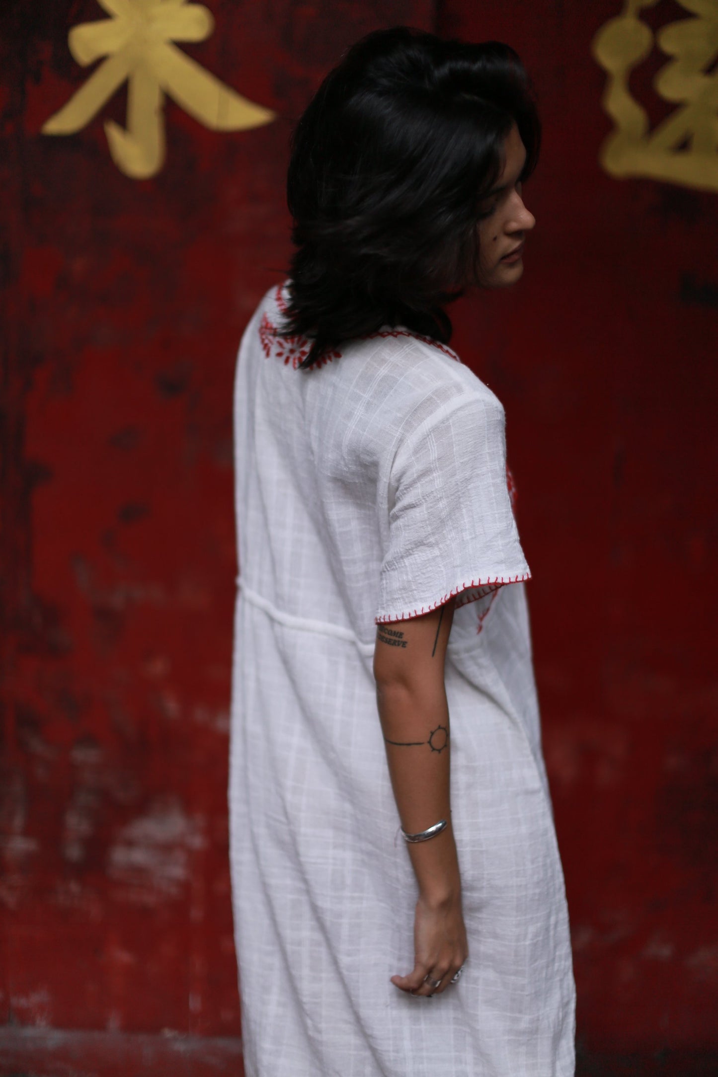 EMBROIDERED DRESS ANDINE