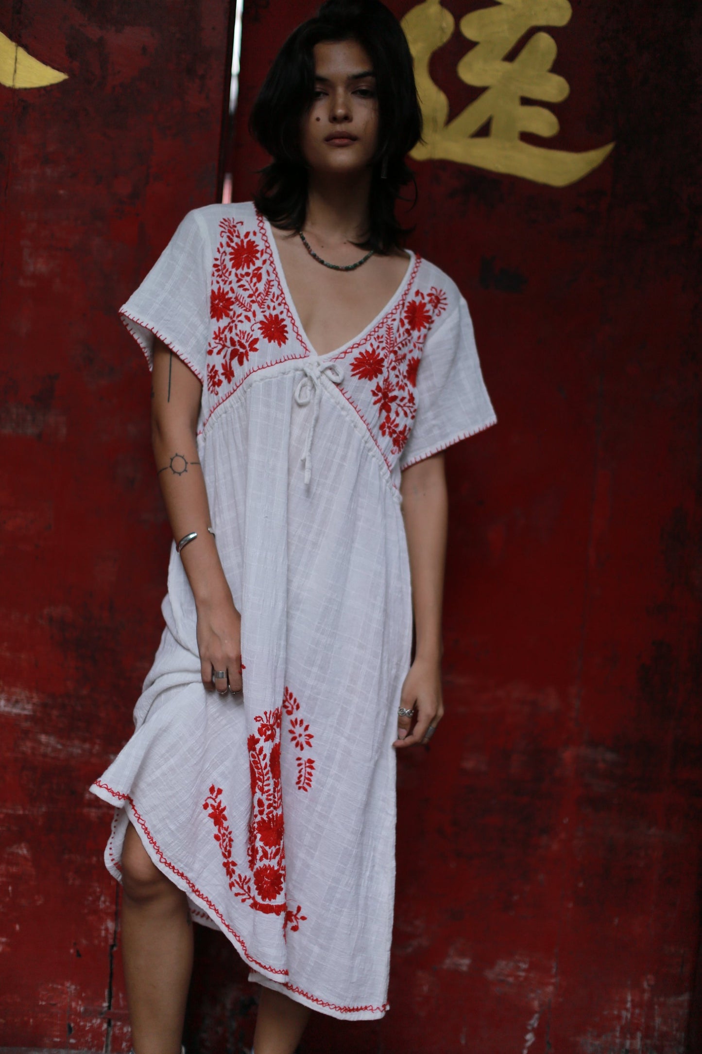 EMBROIDERED DRESS ANDINE
