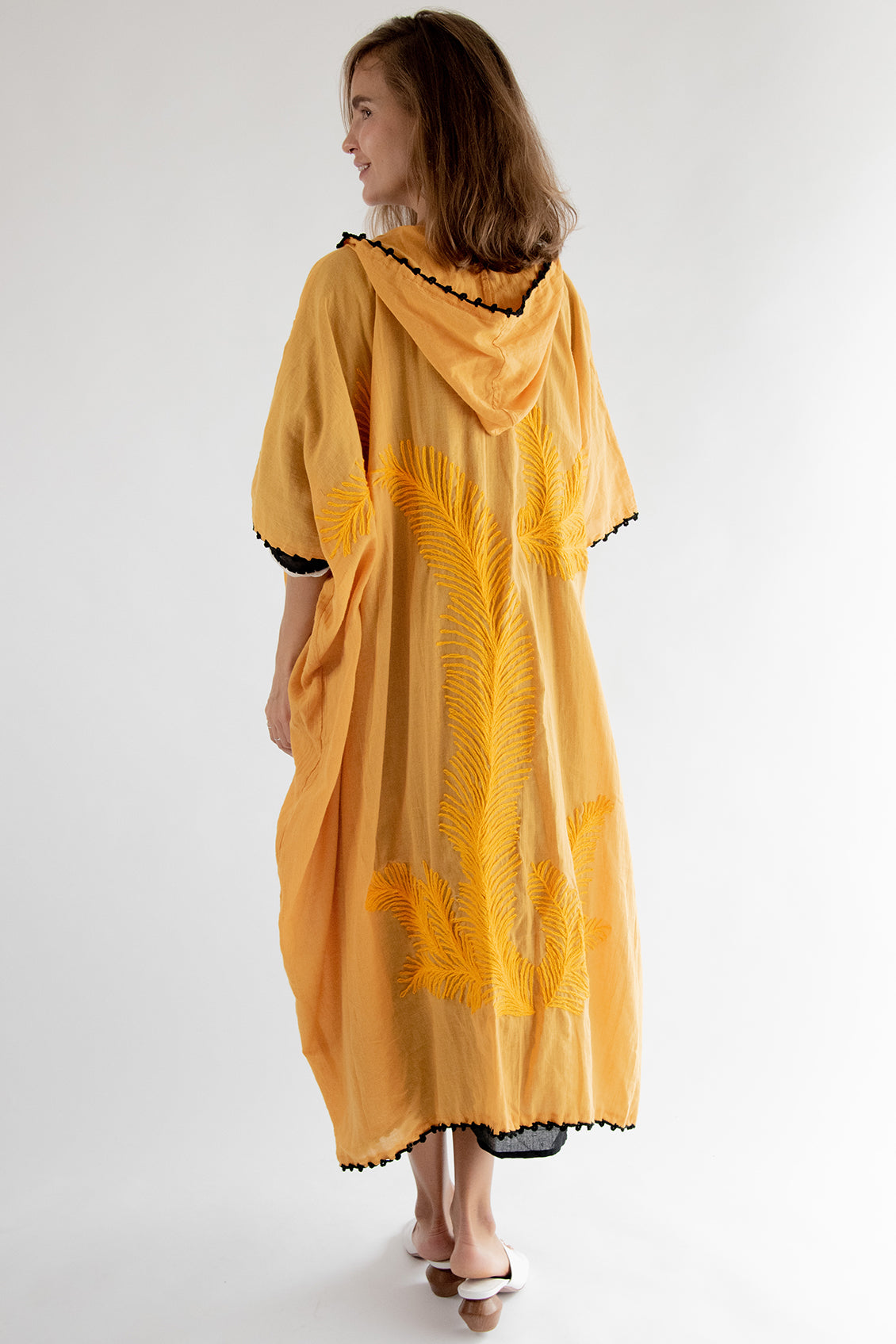 Hoodie Embroidered Kaftan Yellow