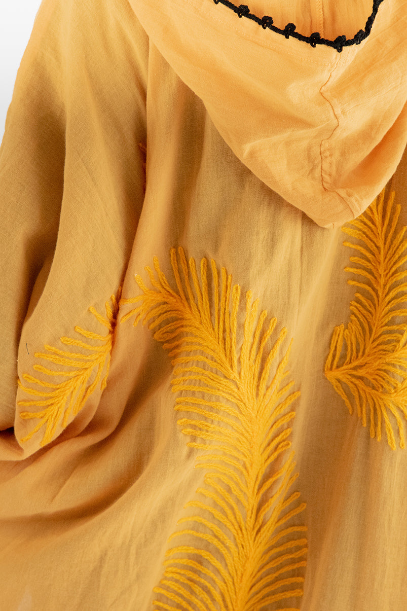 Hoodie Embroidered Kaftan Yellow