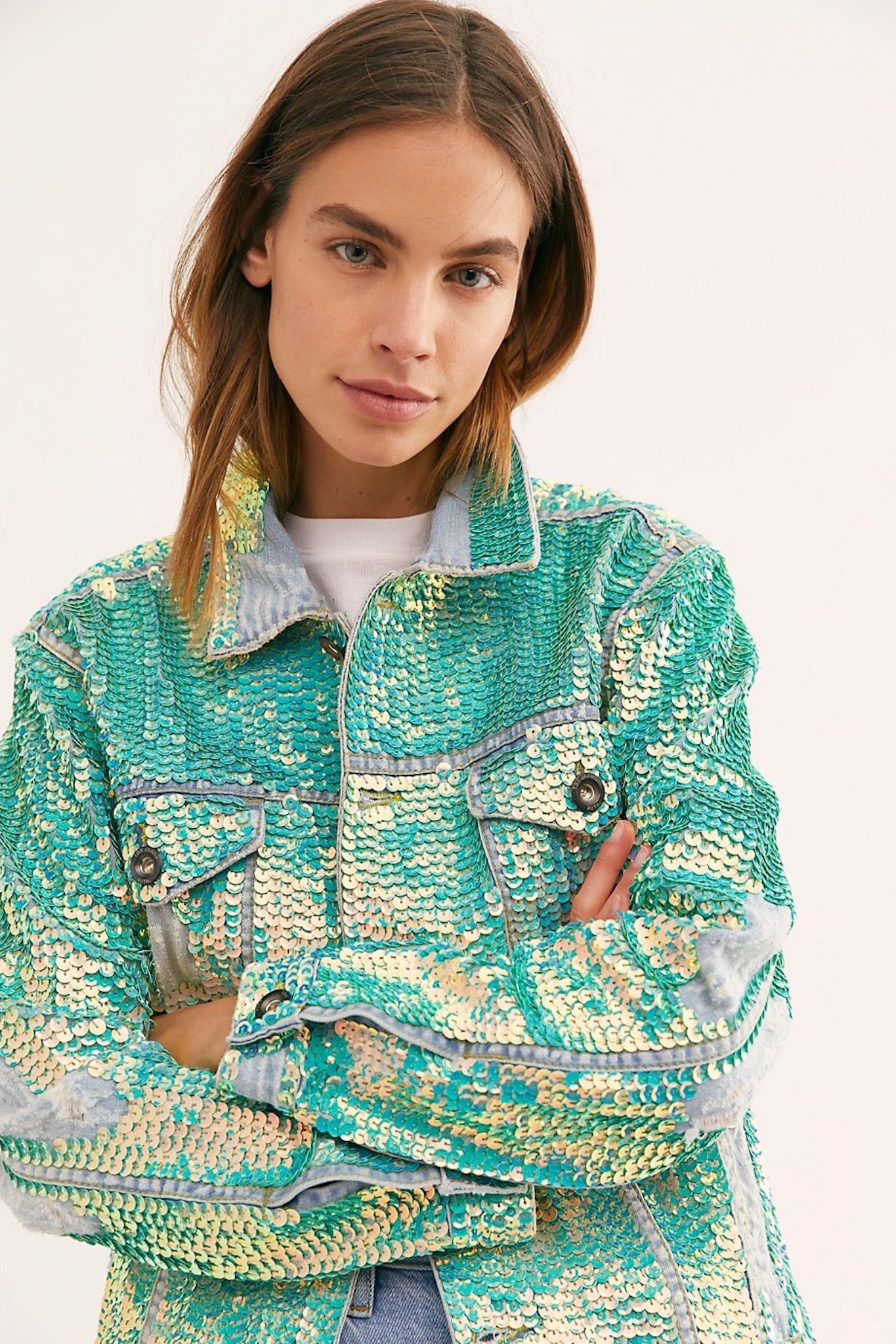 MOMO FREE PEOPLE Demi Sequin Jacket