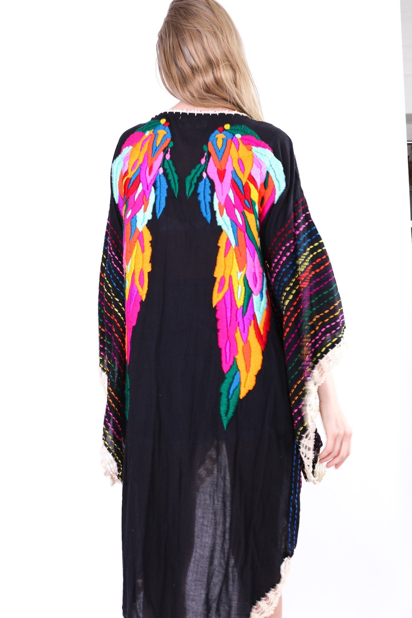 ANGEL WINGS EMBROIDERED CROCHET KIMONO BILA - MOMO NEW YORK