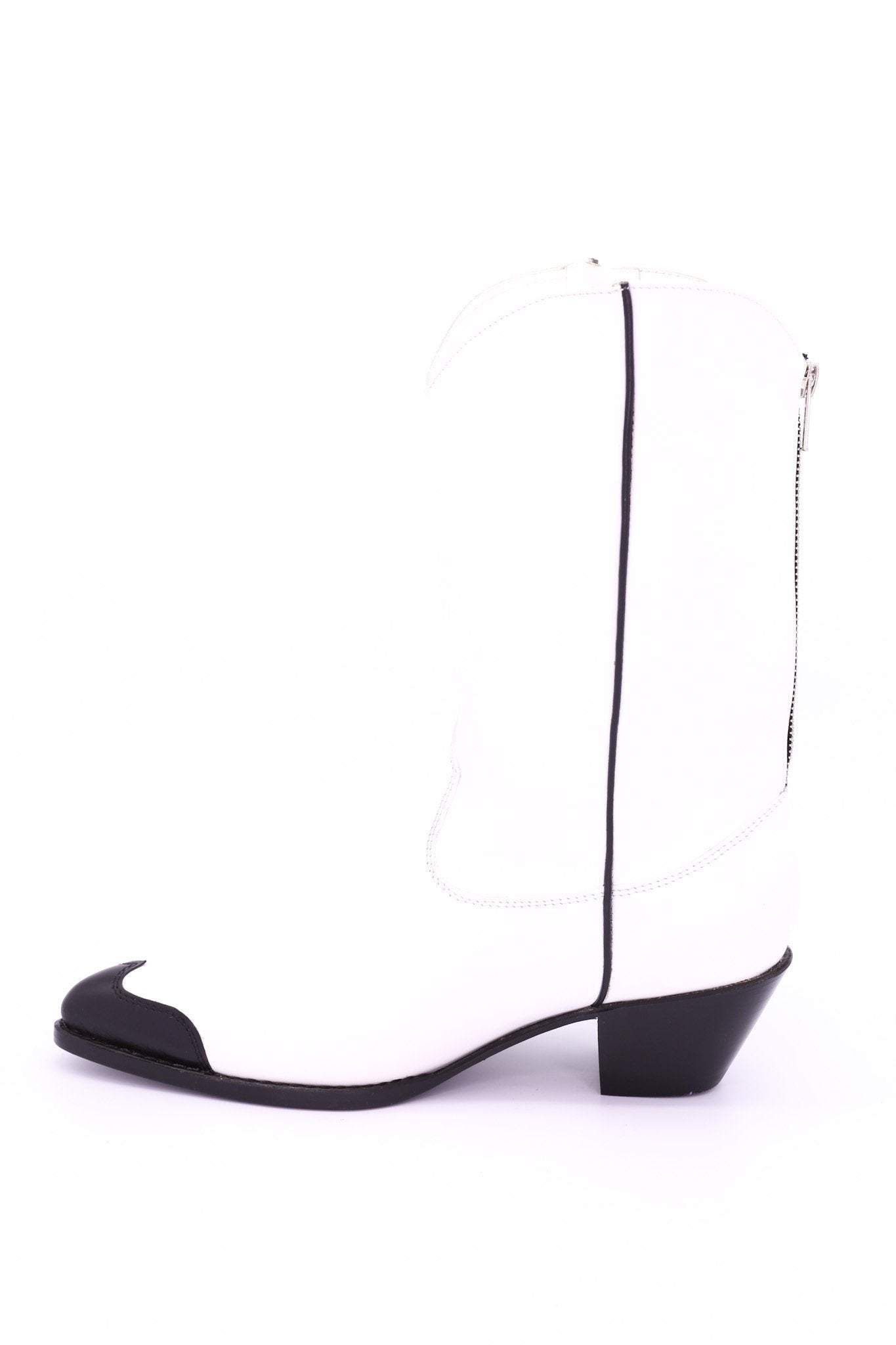 BLACK WHITE CLEAN COWBOY BOOTS CHARLY - MOMO NEW YORK
