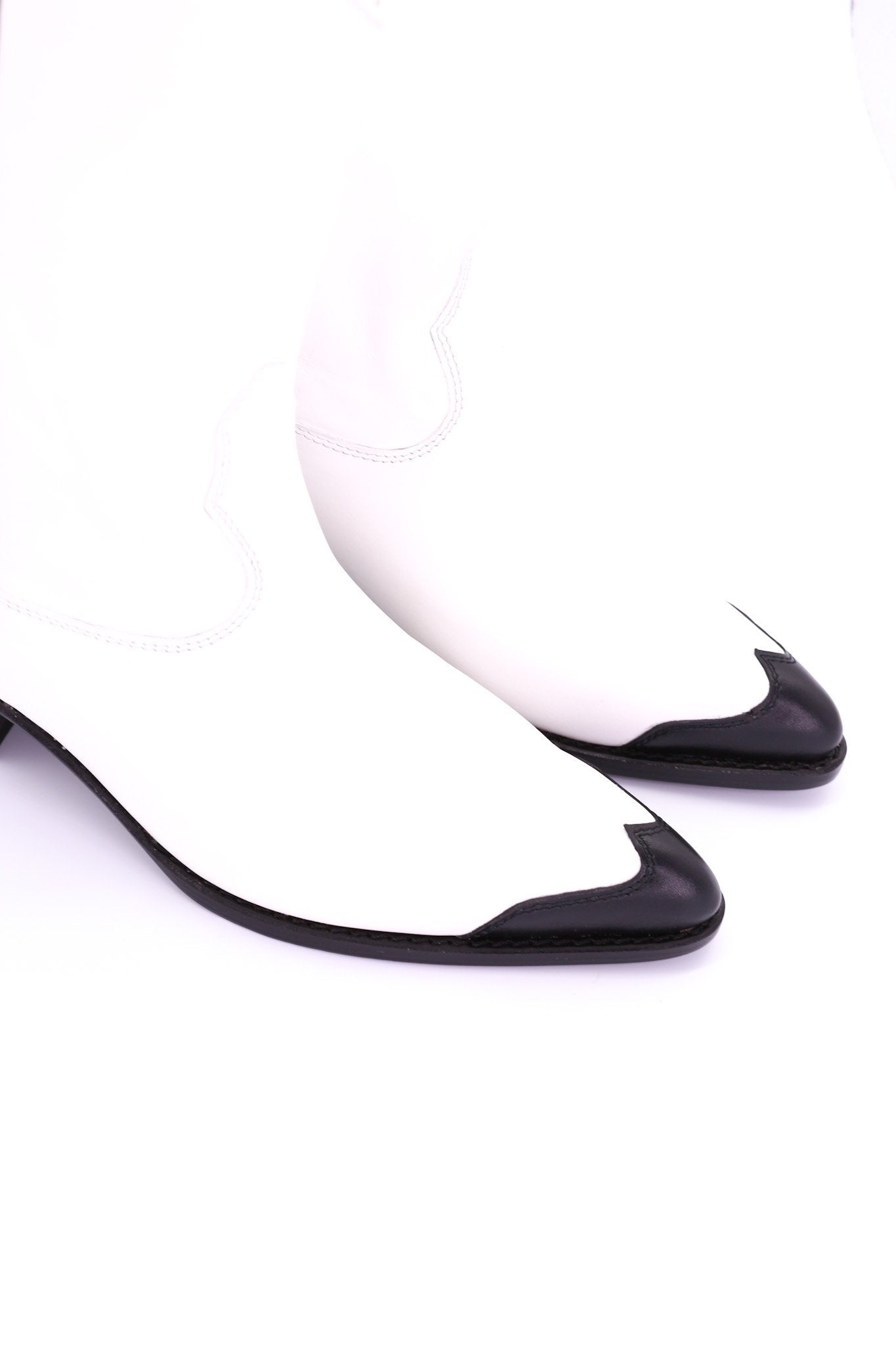 BLACK WHITE CLEAN COWBOY BOOTS CHARLY - MOMO NEW YORK