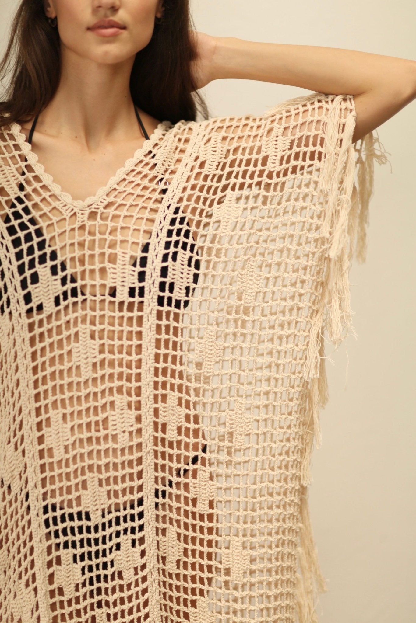 CONCODIA CROCHET KAFTAN DRESS - BANGKOK TAILOR CLOTHING STORE - HANDMADE CLOTHING
