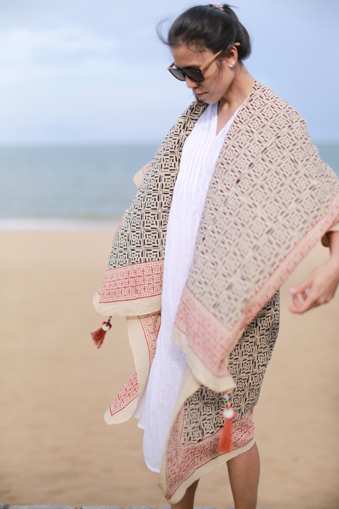 COTTON BLOCK PRINT CARDIGAN ANIKA MOMO NEW YORK