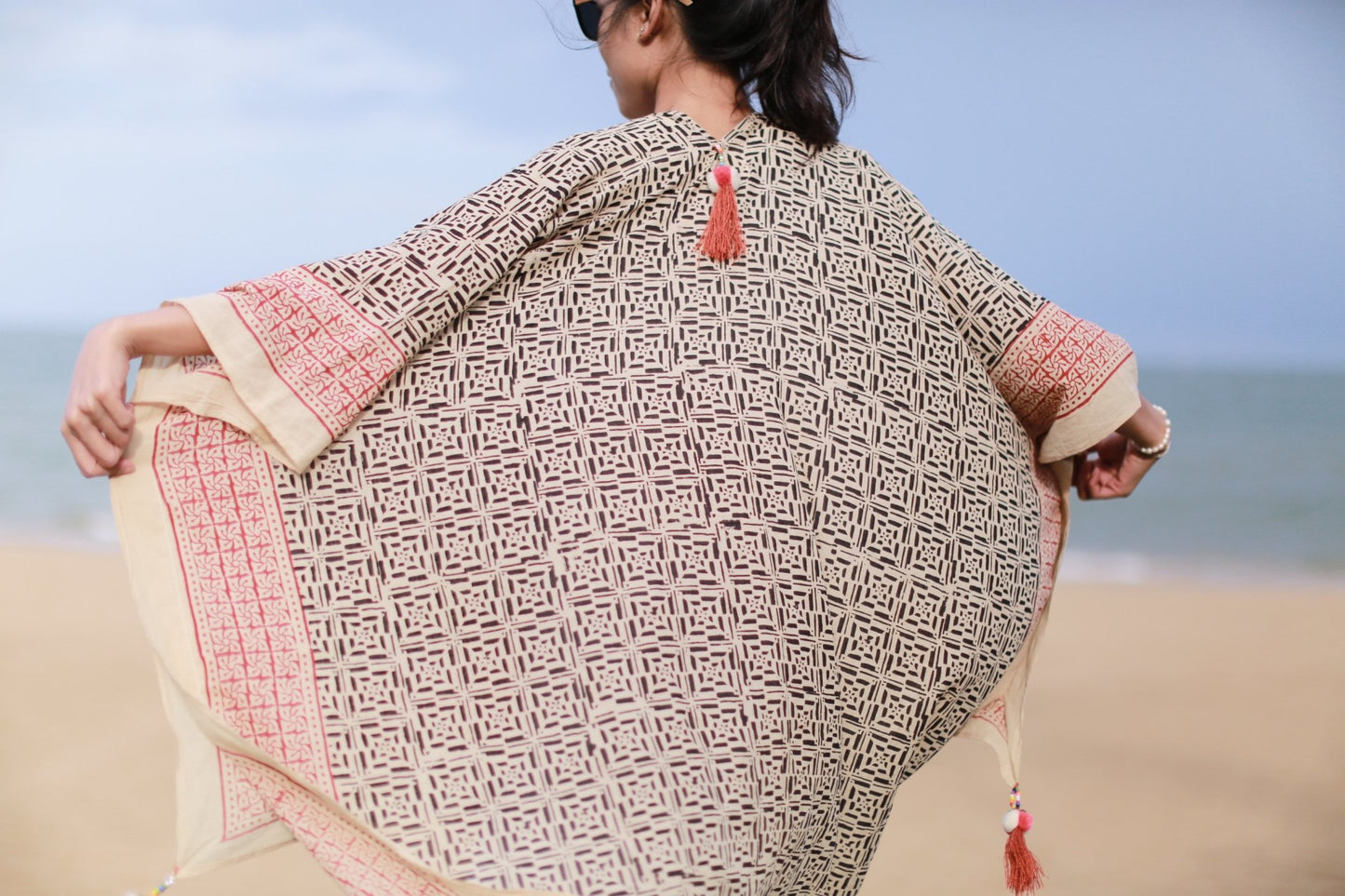 COTTON BLOCK PRINT CARDIGAN ANIKA MOMO NEW YORK