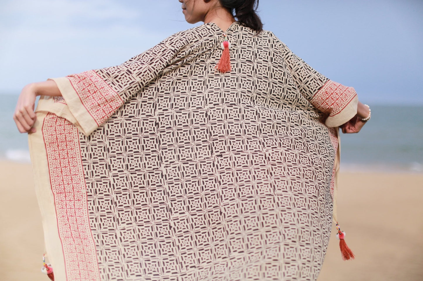 COTTON BLOCK PRINT CARDIGAN ANIKA MOMO NEW YORK