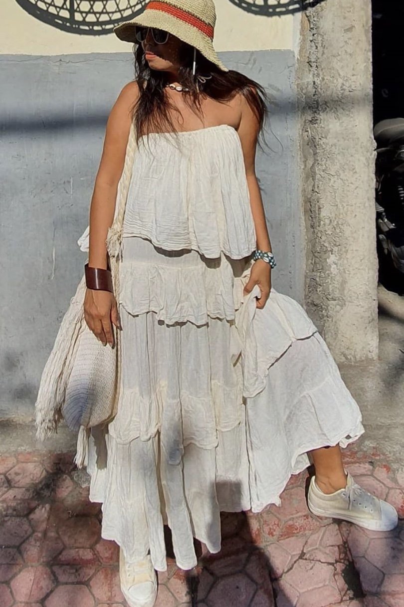 COTTON LAYERED DRESS SUNIKA MOMO NEW YORK